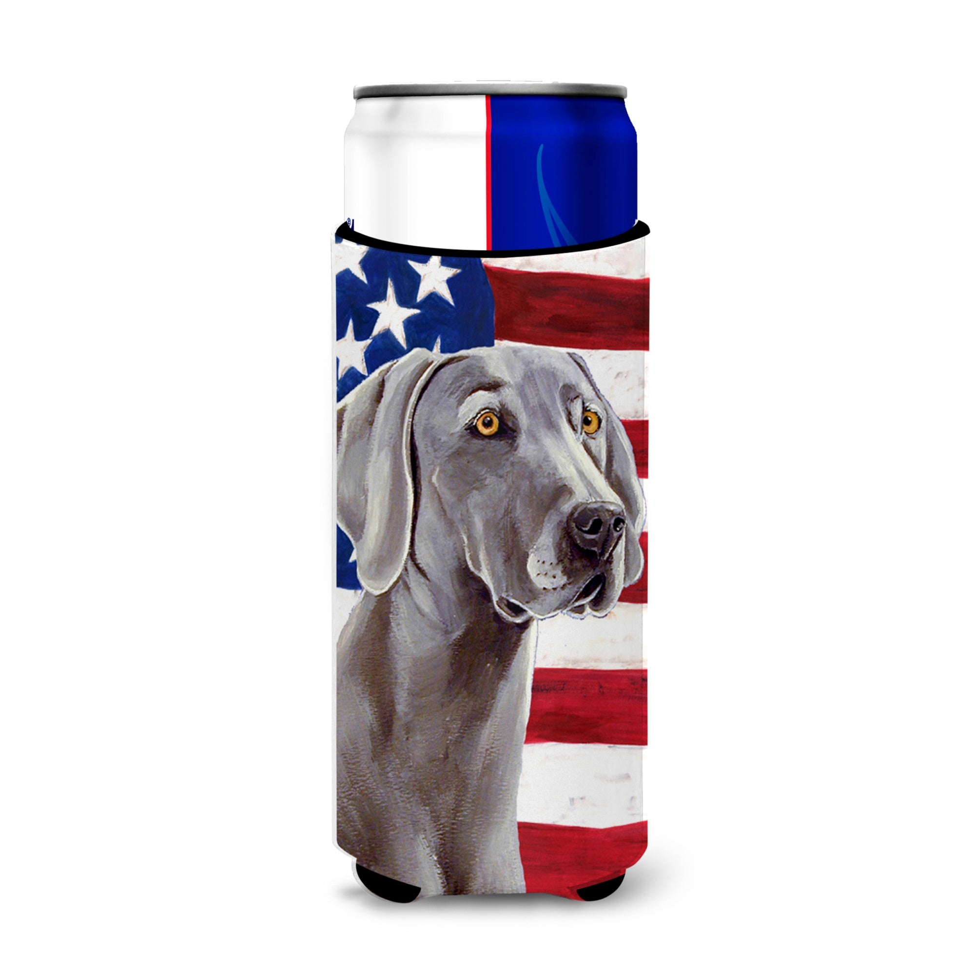 Usa American Flag With Weimaraner Ultra Hugger For Slim Cans
