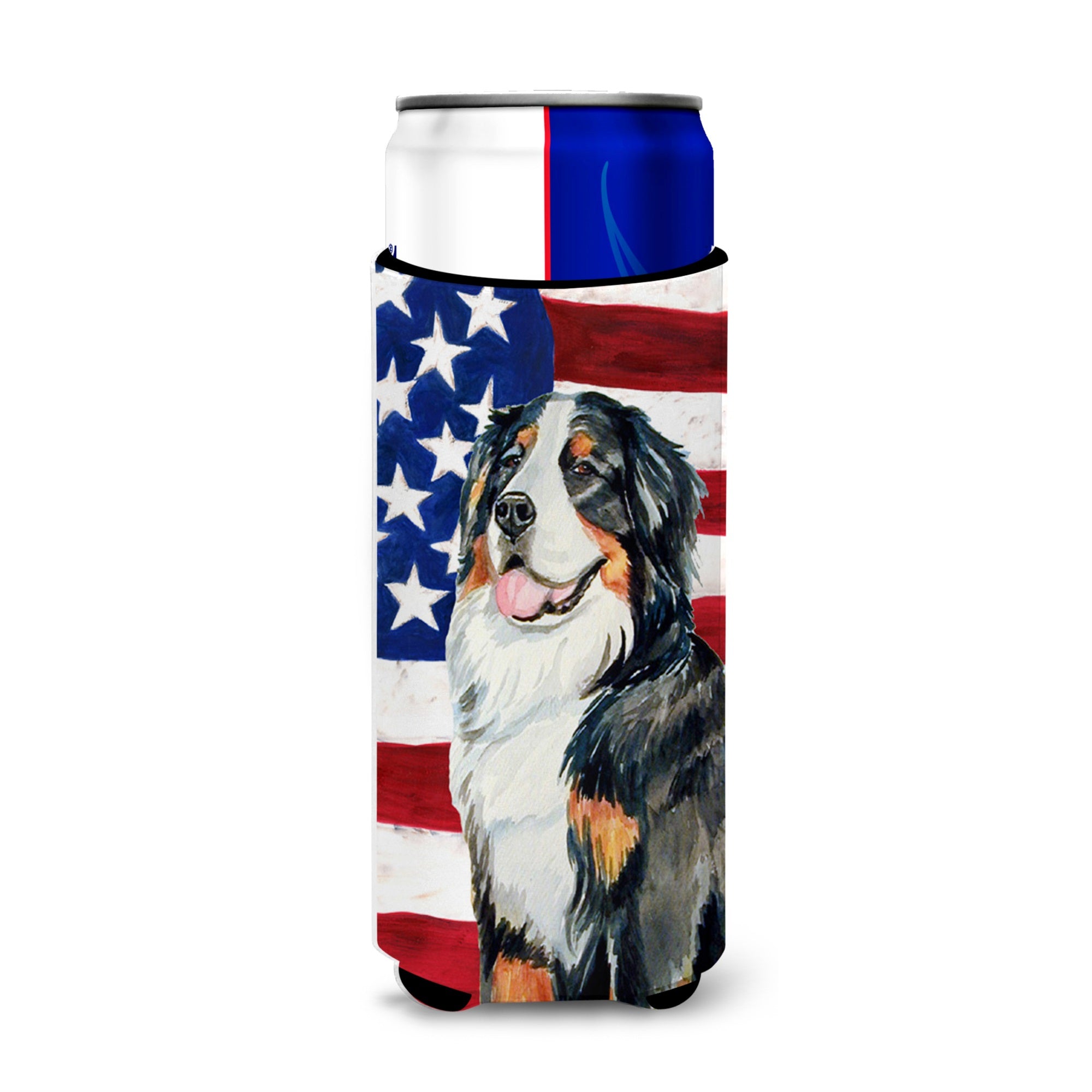 Usa American Flag With Bernese Mountain Dog Ultra Hugger For Slim Cans