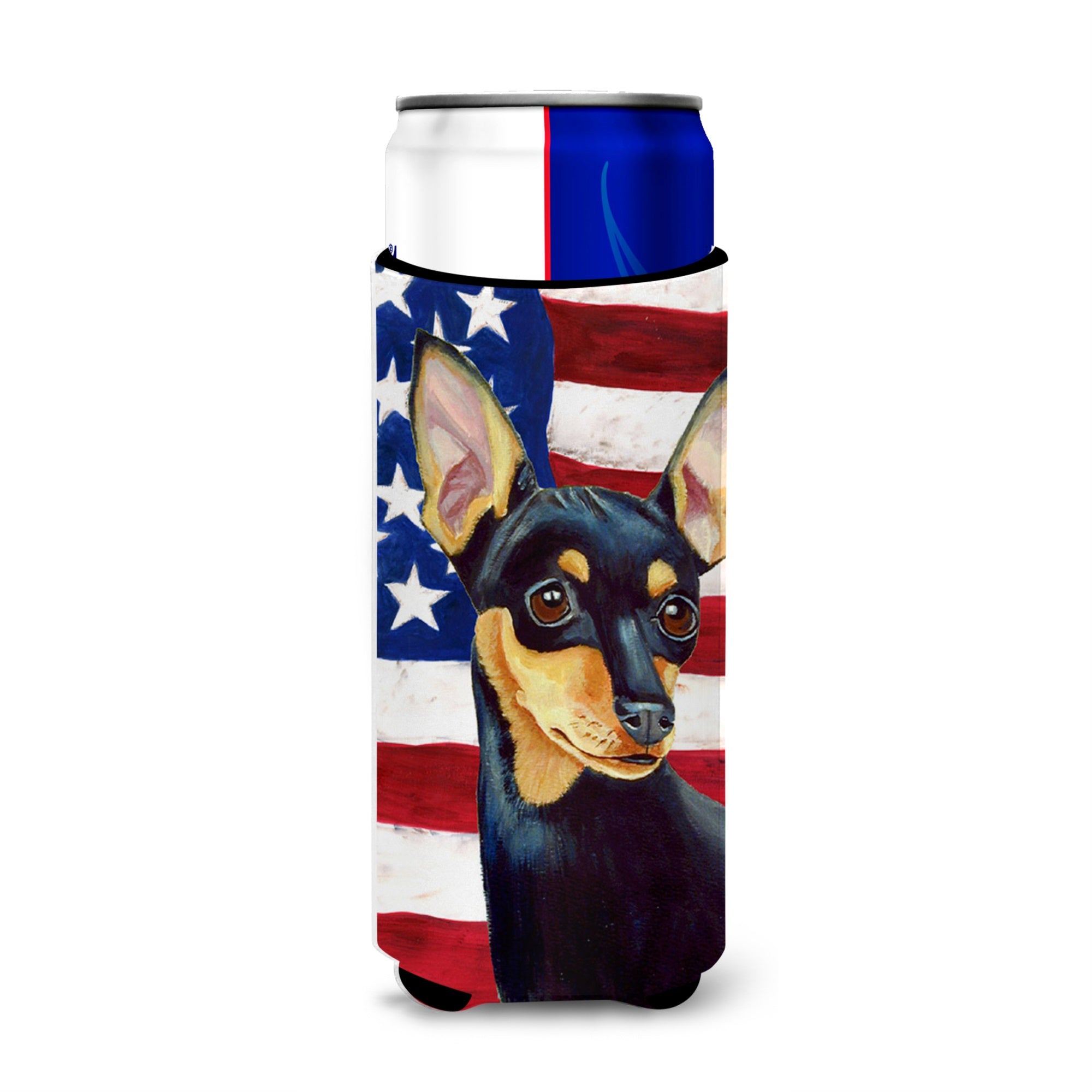 Usa American Flag With Min Pin Ultra Hugger For Slim Cans