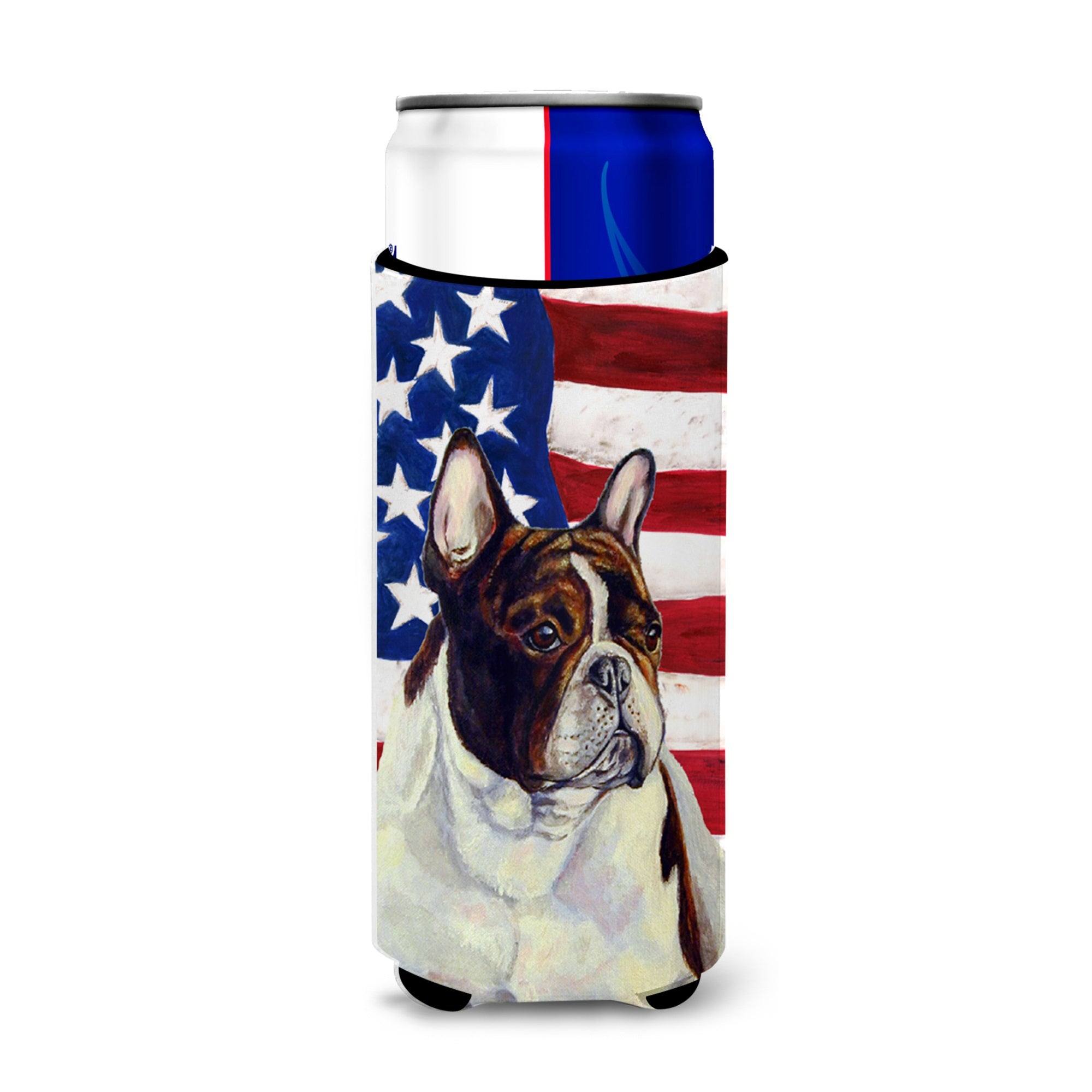 Usa American Flag With French Bulldog Ultra Hugger For Slim Cans