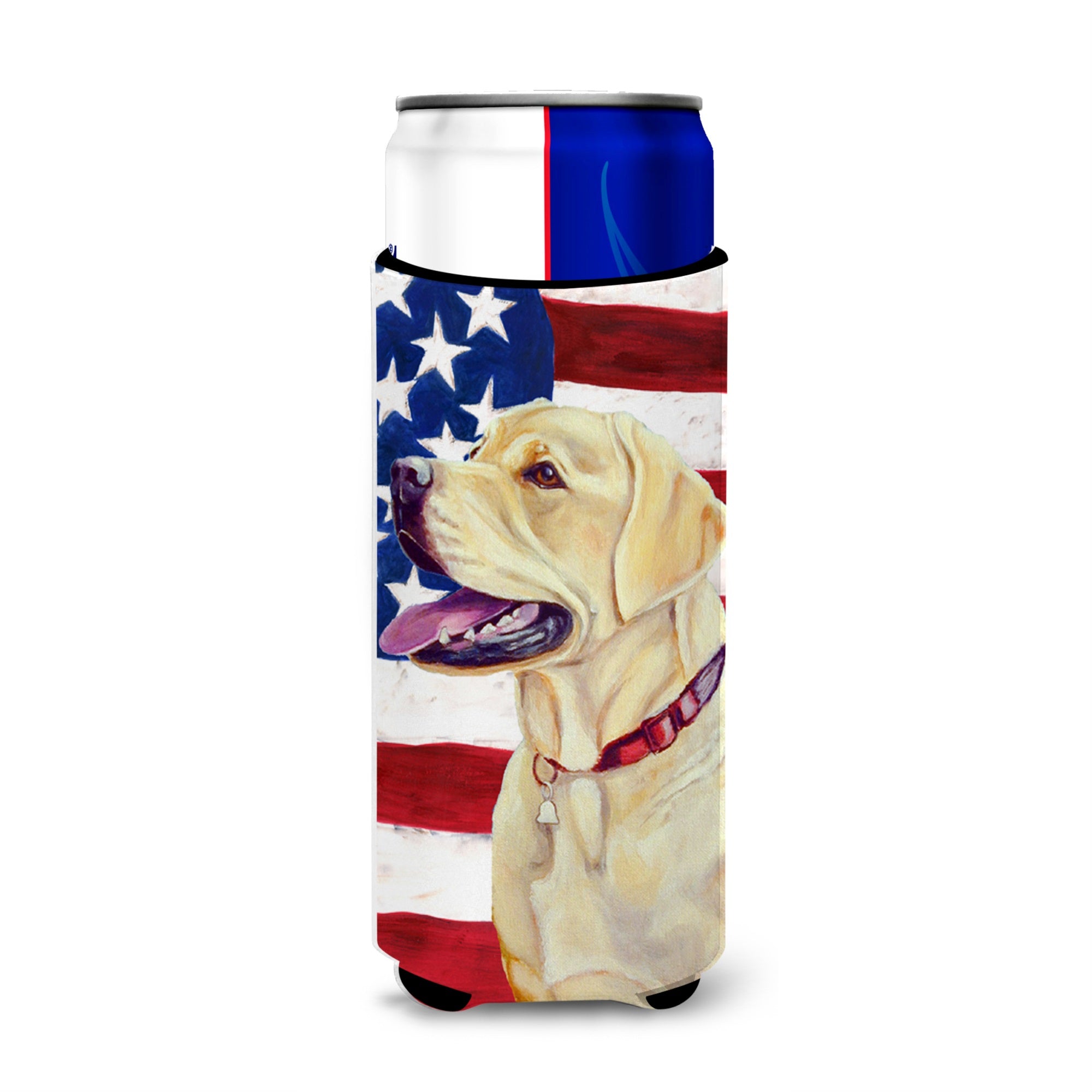 Usa American Flag With Labrador Ultra Hugger For Slim Cans