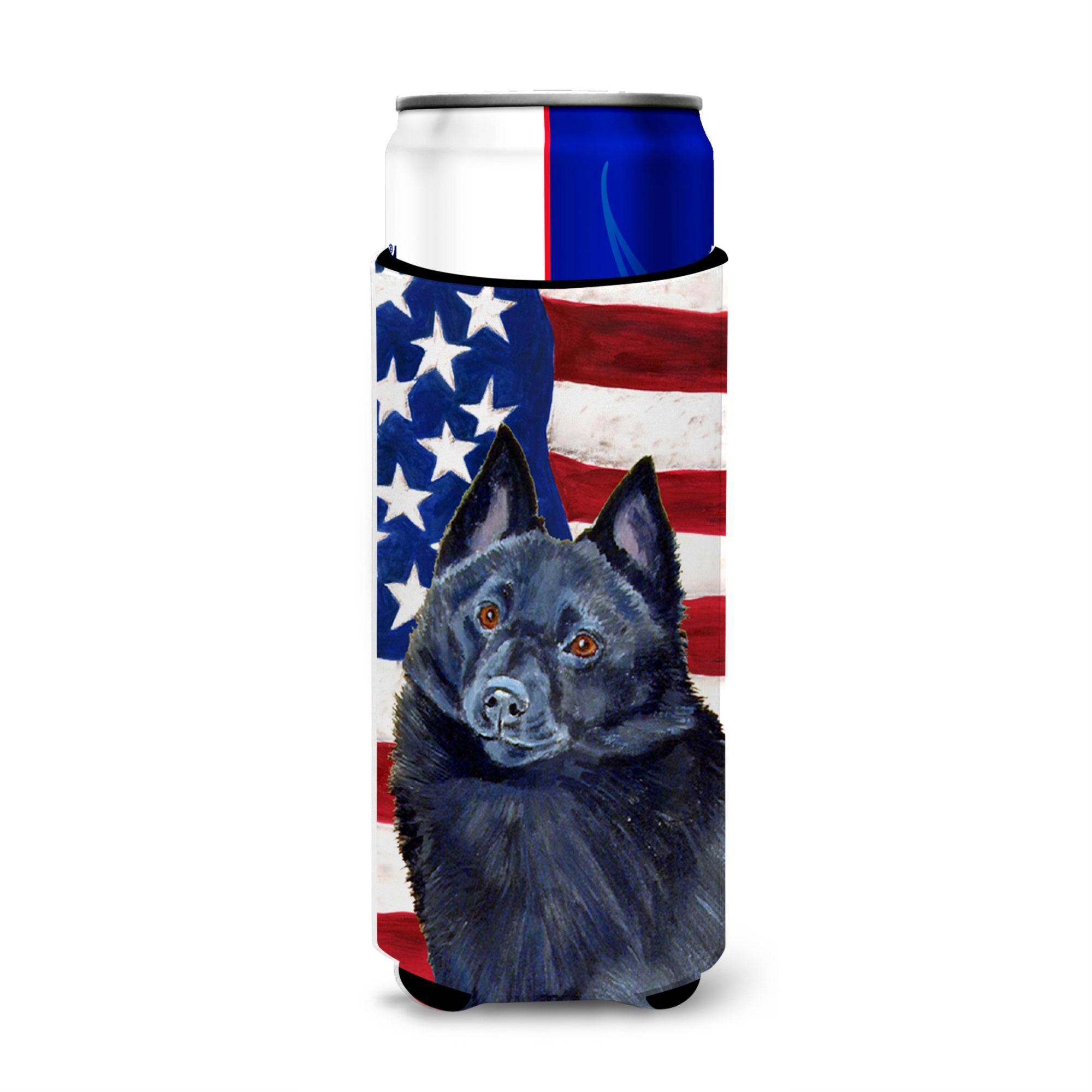 Usa American Flag With Schipperke Ultra Hugger For Slim Cans