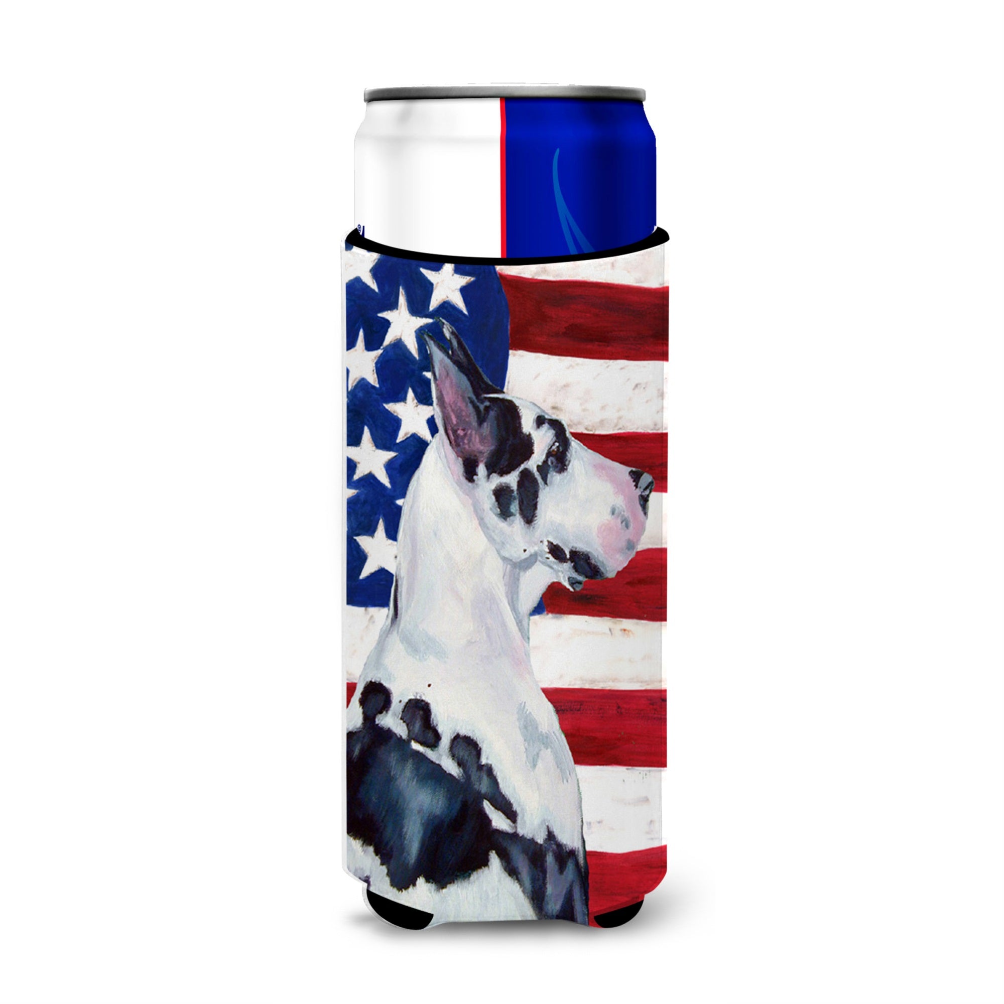 Usa American Flag With Great Dane Ultra Hugger For Slim Cans