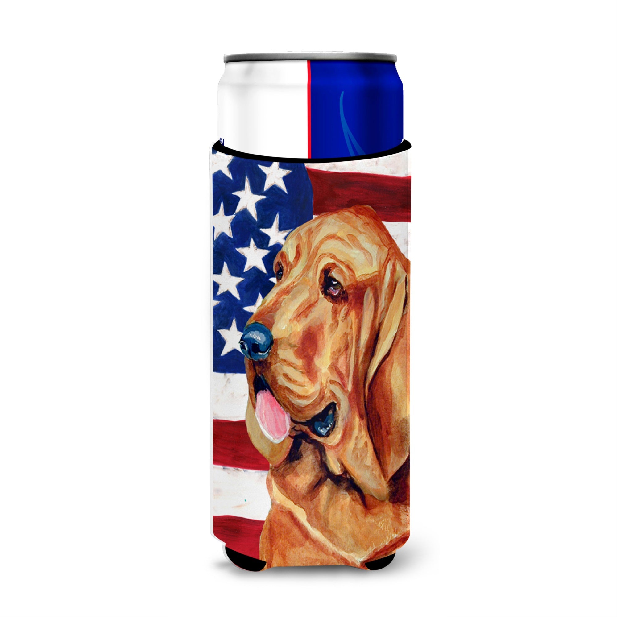 Usa American Flag With Bloodhound Ultra Hugger For Slim Cans