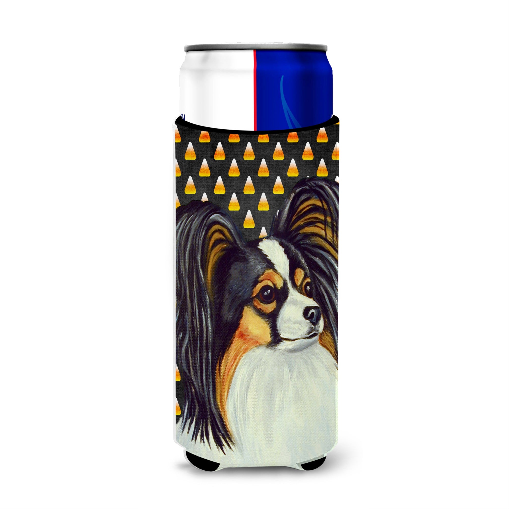 Papillon Candy Corn Halloween Portrait Ultra Hugger For Slim Cans