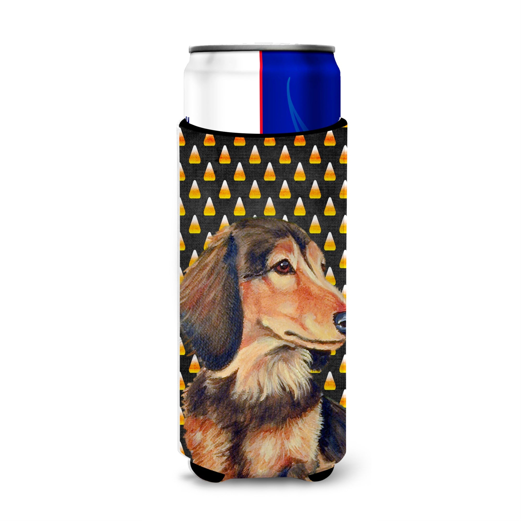 Dachshund Candy Corn Halloween Portrait Ultra Hugger For Slim Cans