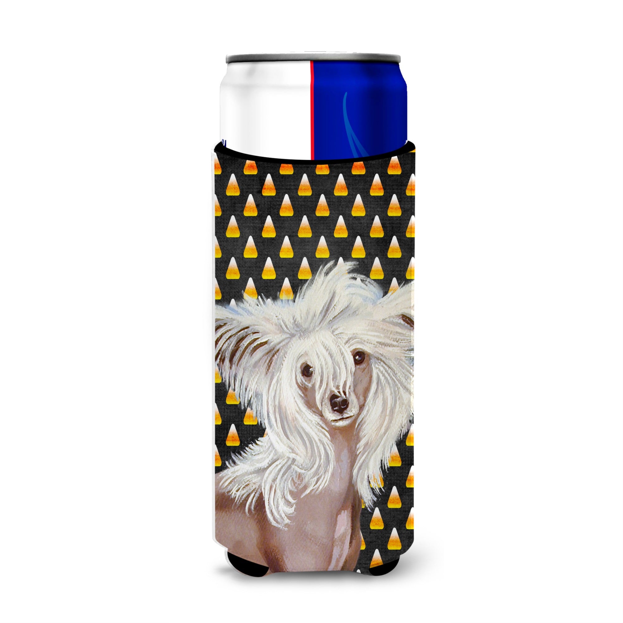Chinese Crested Candy Corn Halloween Portrait Ultra Hugger For Slim Cans