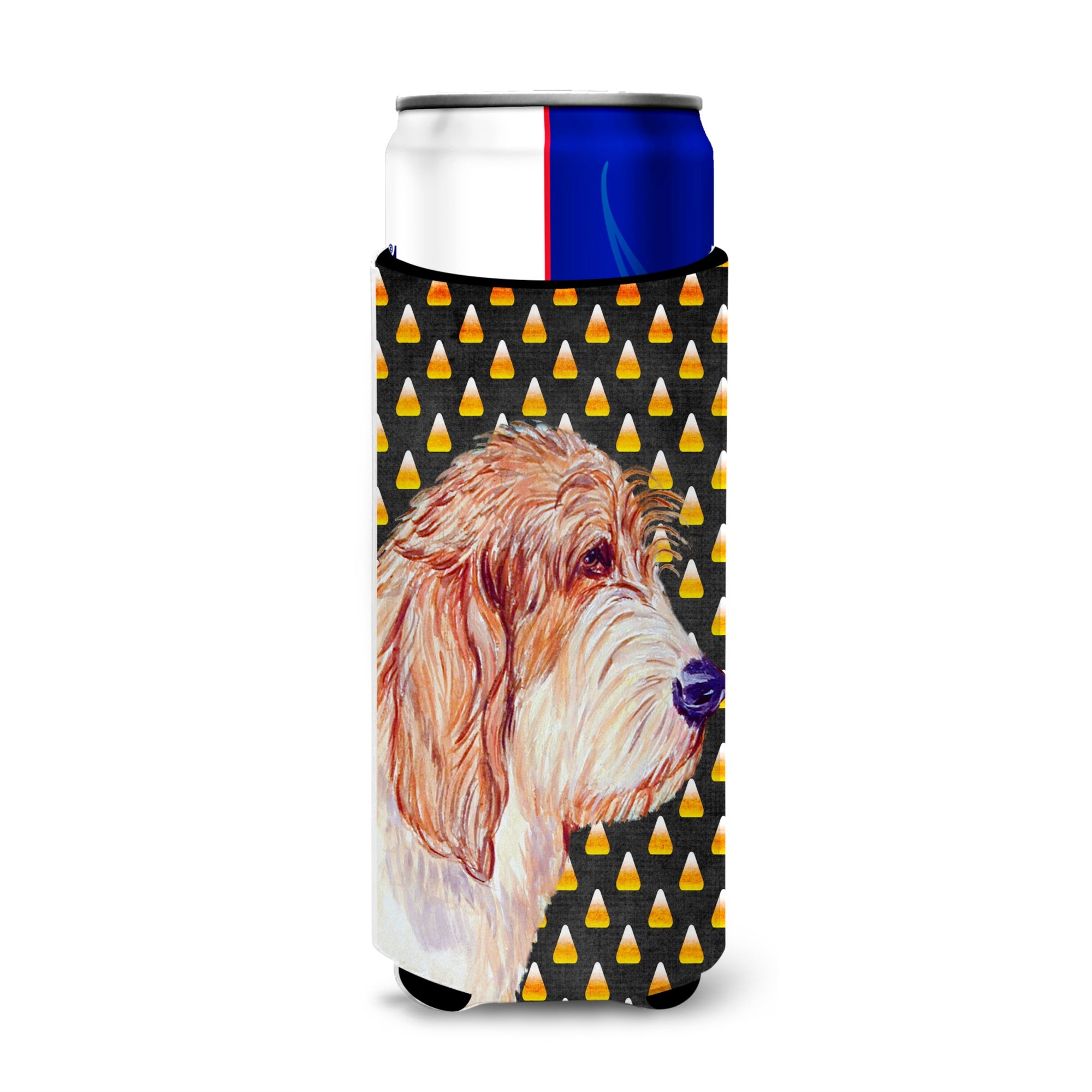 Petit Basset Griffon Vendeen Candy Corn Halloween Portrait Ultra Hugger For Slim Cans