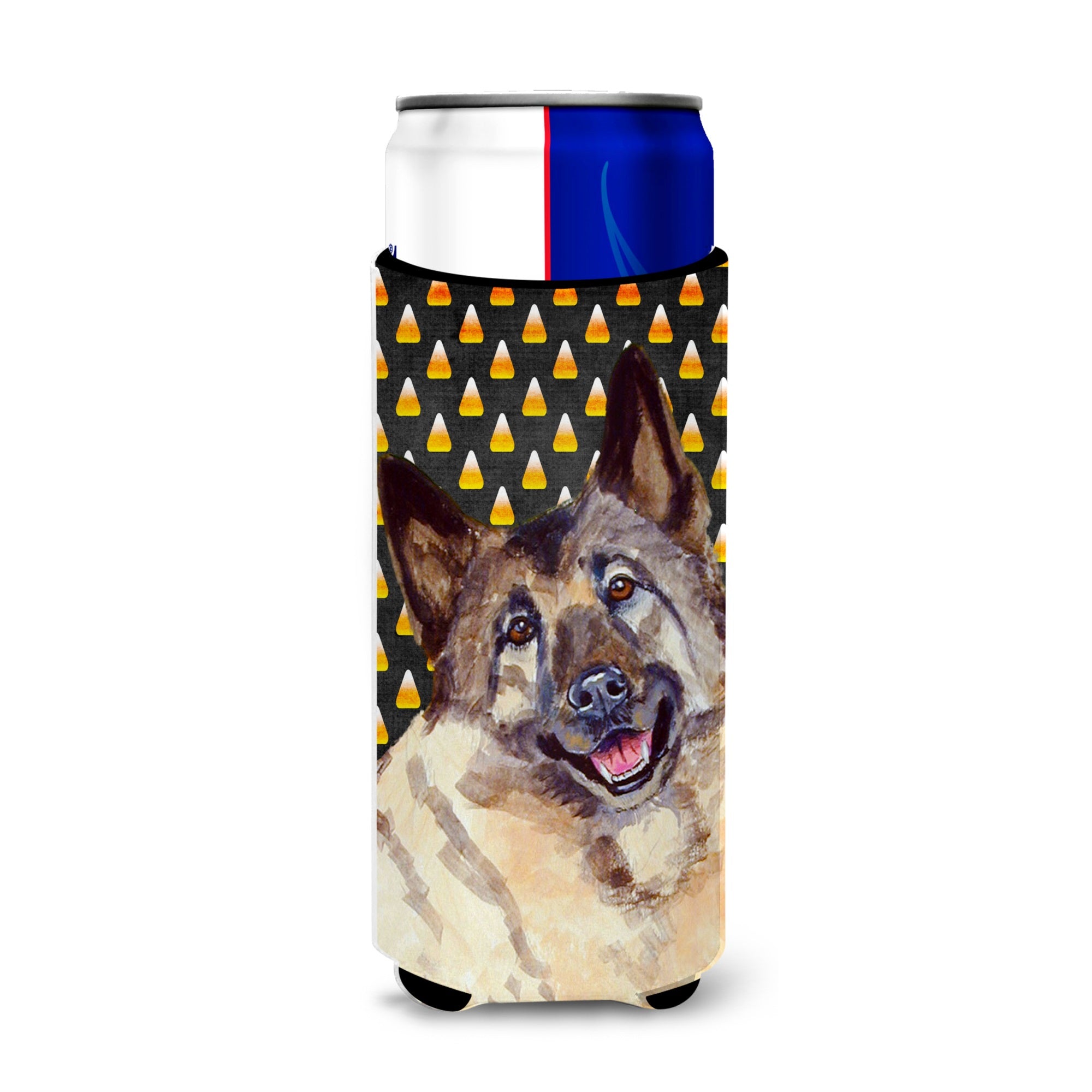 Norwegian Elkhound Candy Corn Halloween Portrait Ultra Hugger For Slim Cans