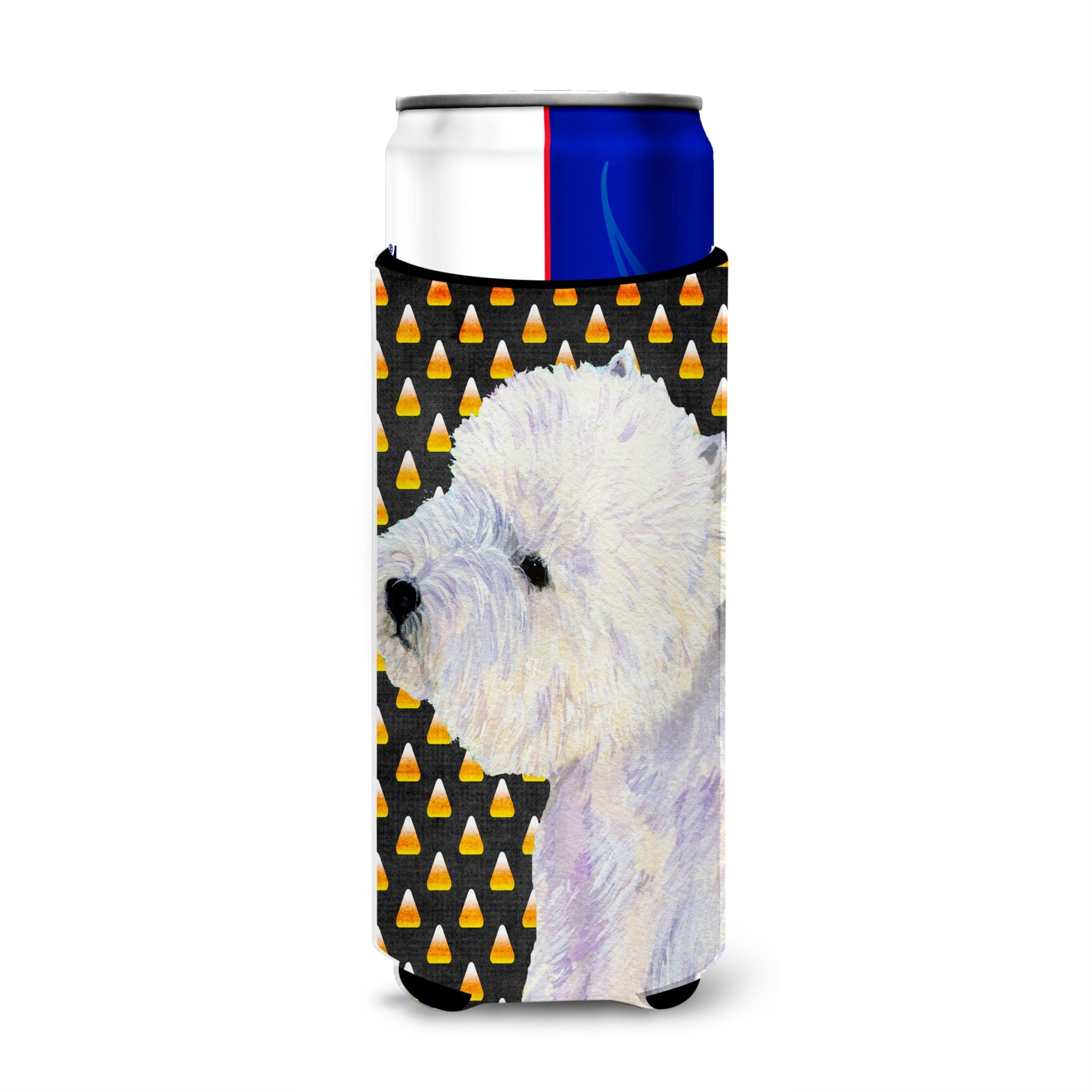 Westie Candy Corn Halloween Portrait Ultra Hugger For Slim Cans