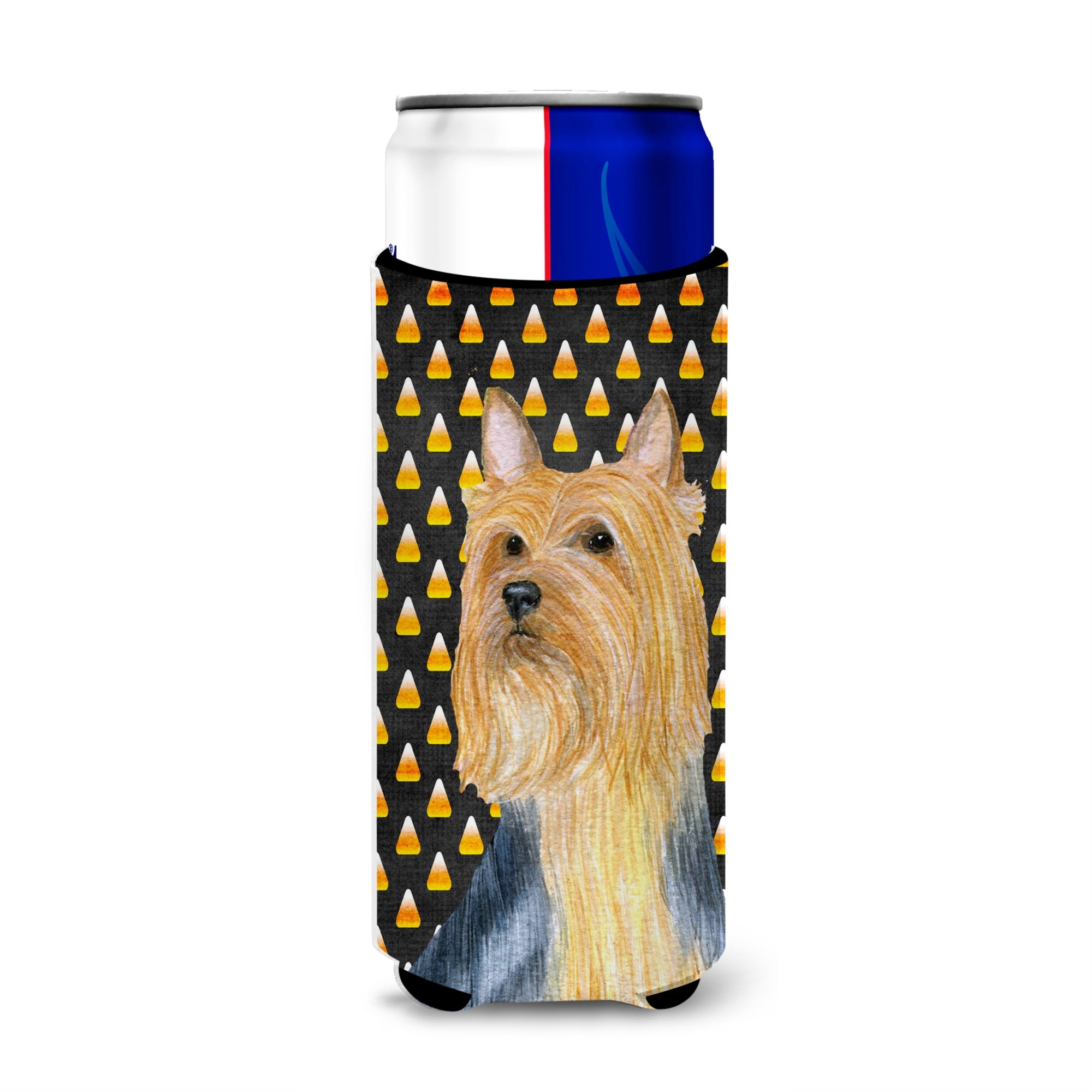 Silky Terrier Candy Corn Halloween Portrait Ultra Hugger For Slim Cans
