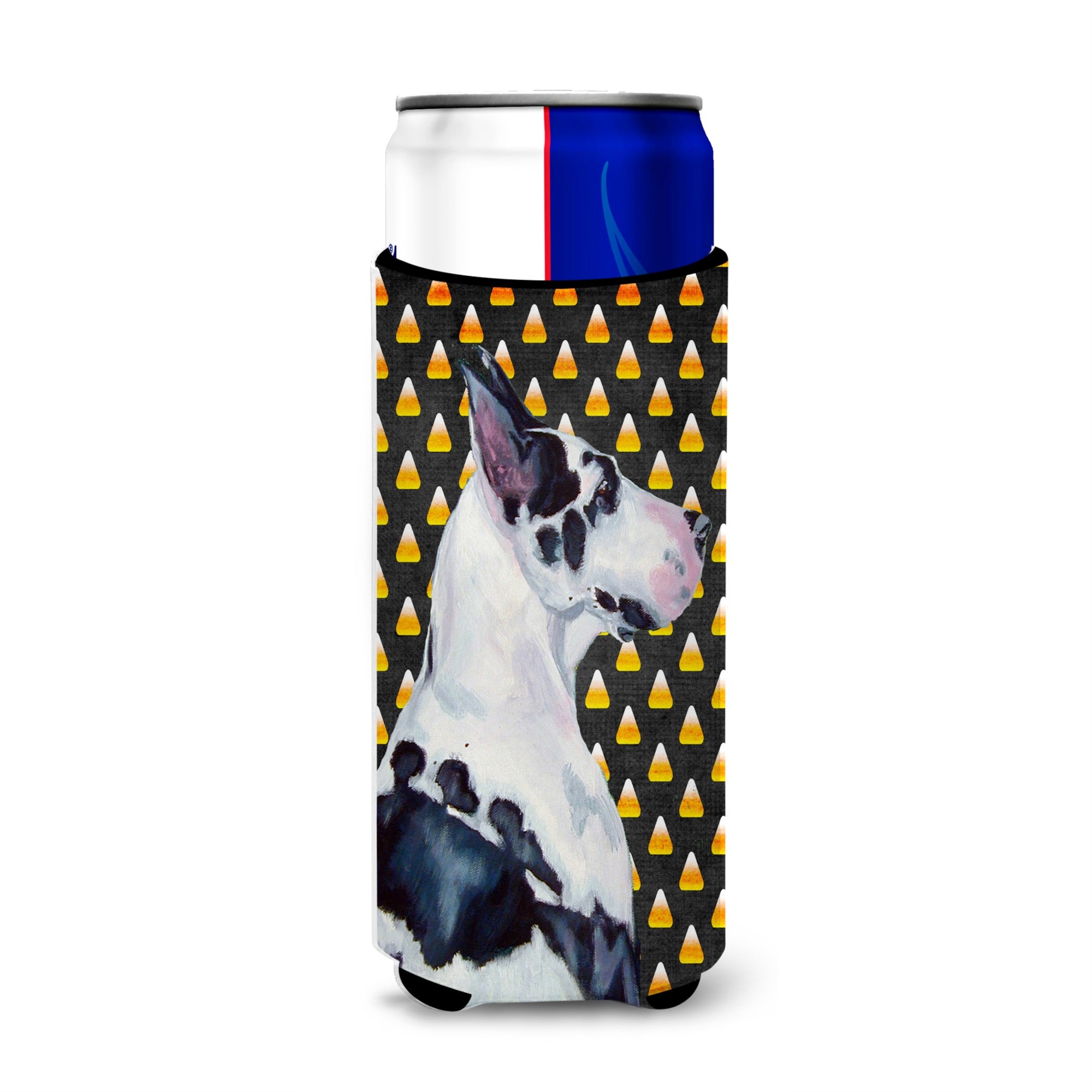 Great Dane Candy Corn Halloween Portrait Ultra Hugger For Slim Cans