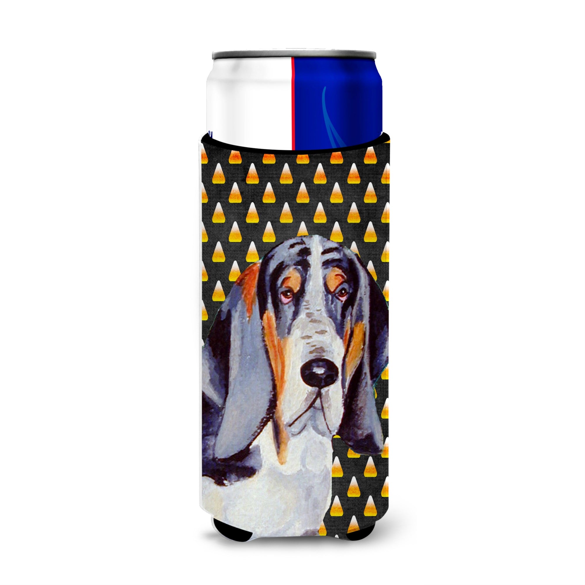 Basset Hound Candy Corn Halloween Portrait Ultra Hugger For Slim Cans