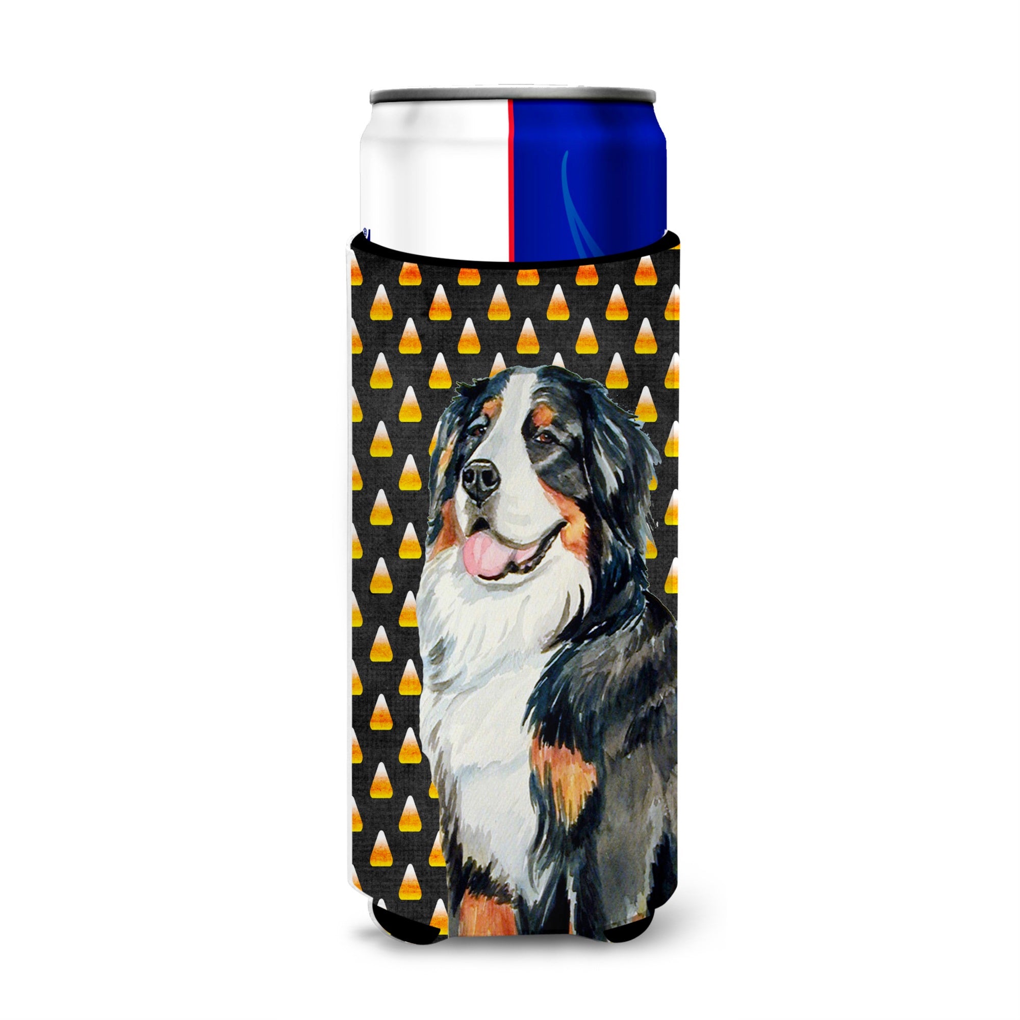 Bernese Mountain Dog Candy Corn Halloween Portrait Ultra Hugger For Slim Cans