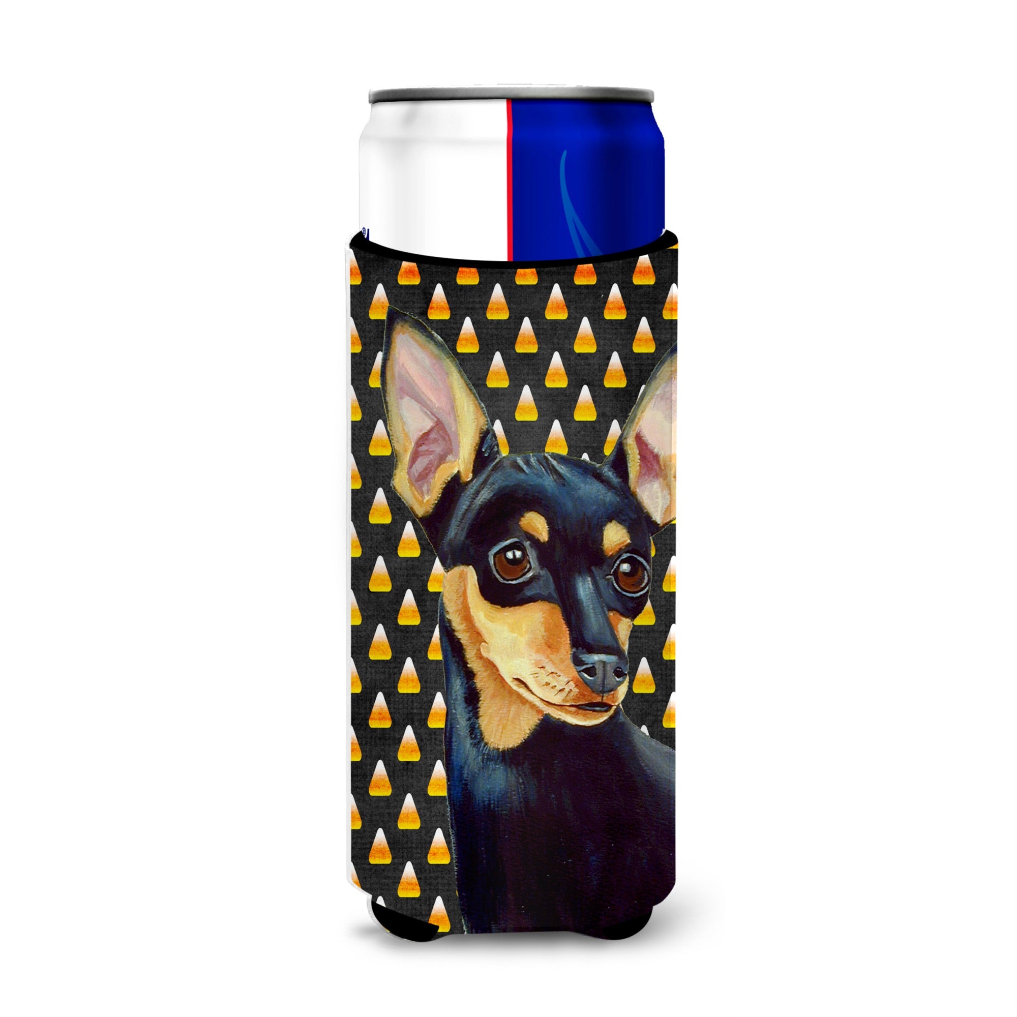 Min Pin Candy Corn Halloween Portrait Ultra Hugger For Slim Cans