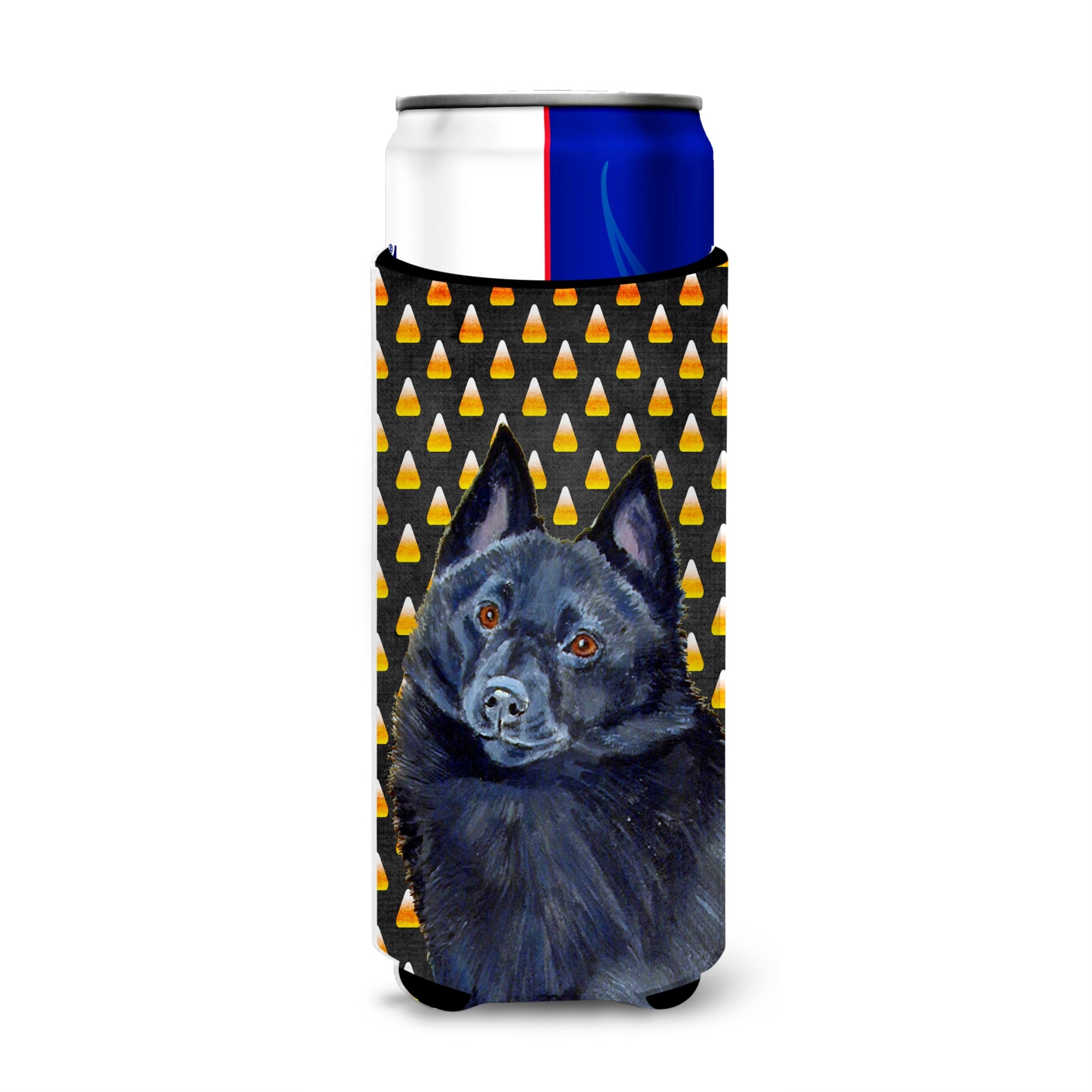Schipperke Candy Corn Halloween Portrait Ultra Hugger For Slim Cans