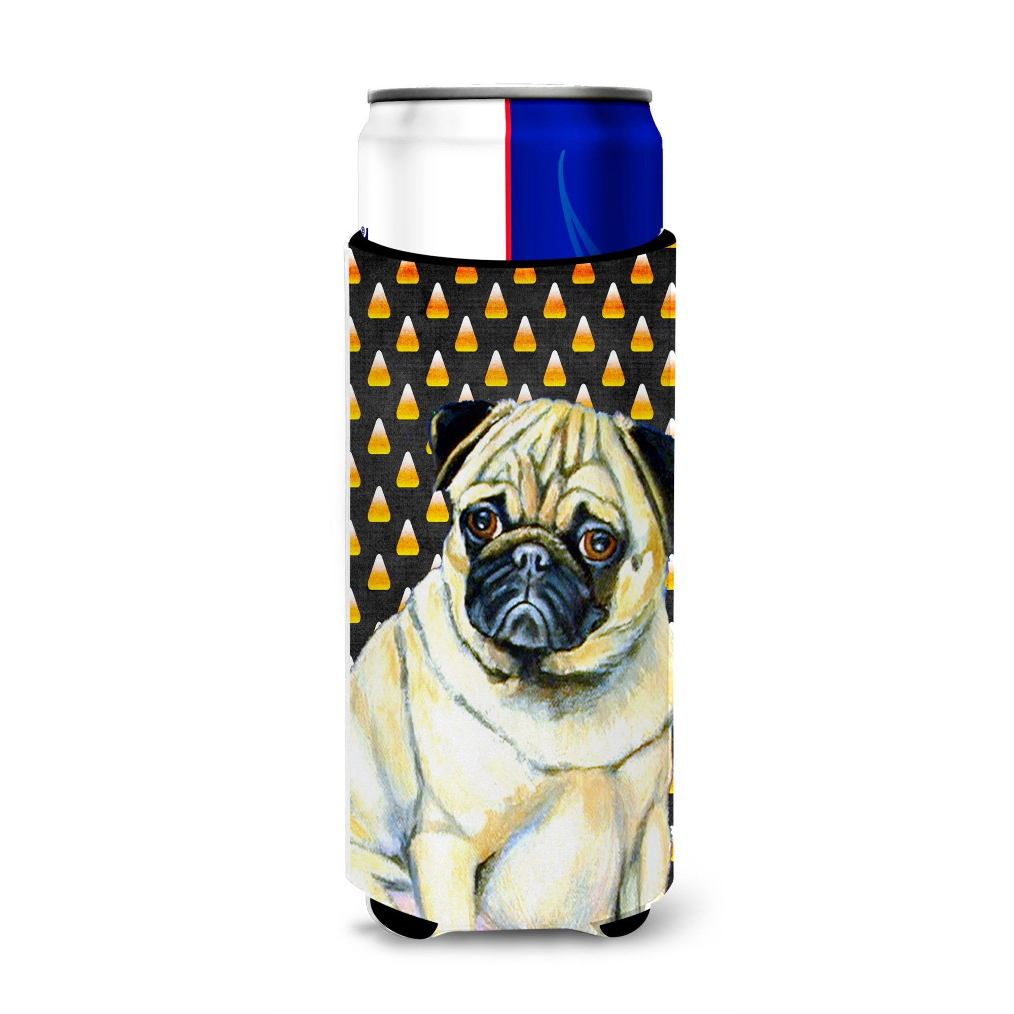 Pug Candy Corn Halloween Portrait Ultra Hugger For Slim Cans
