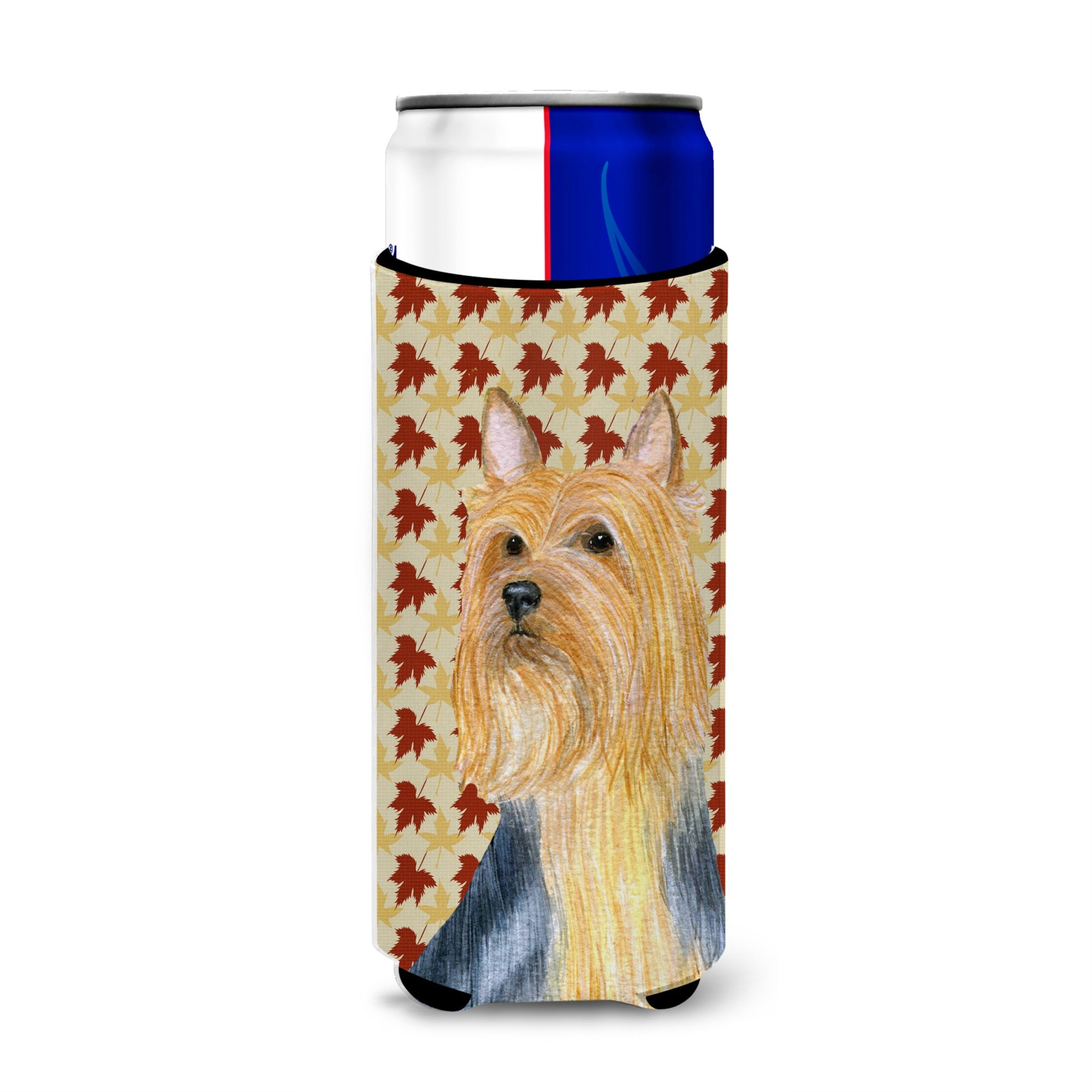 Silky Terrier Fall Leaves Portrait Ultra Hugger For Slim Cans