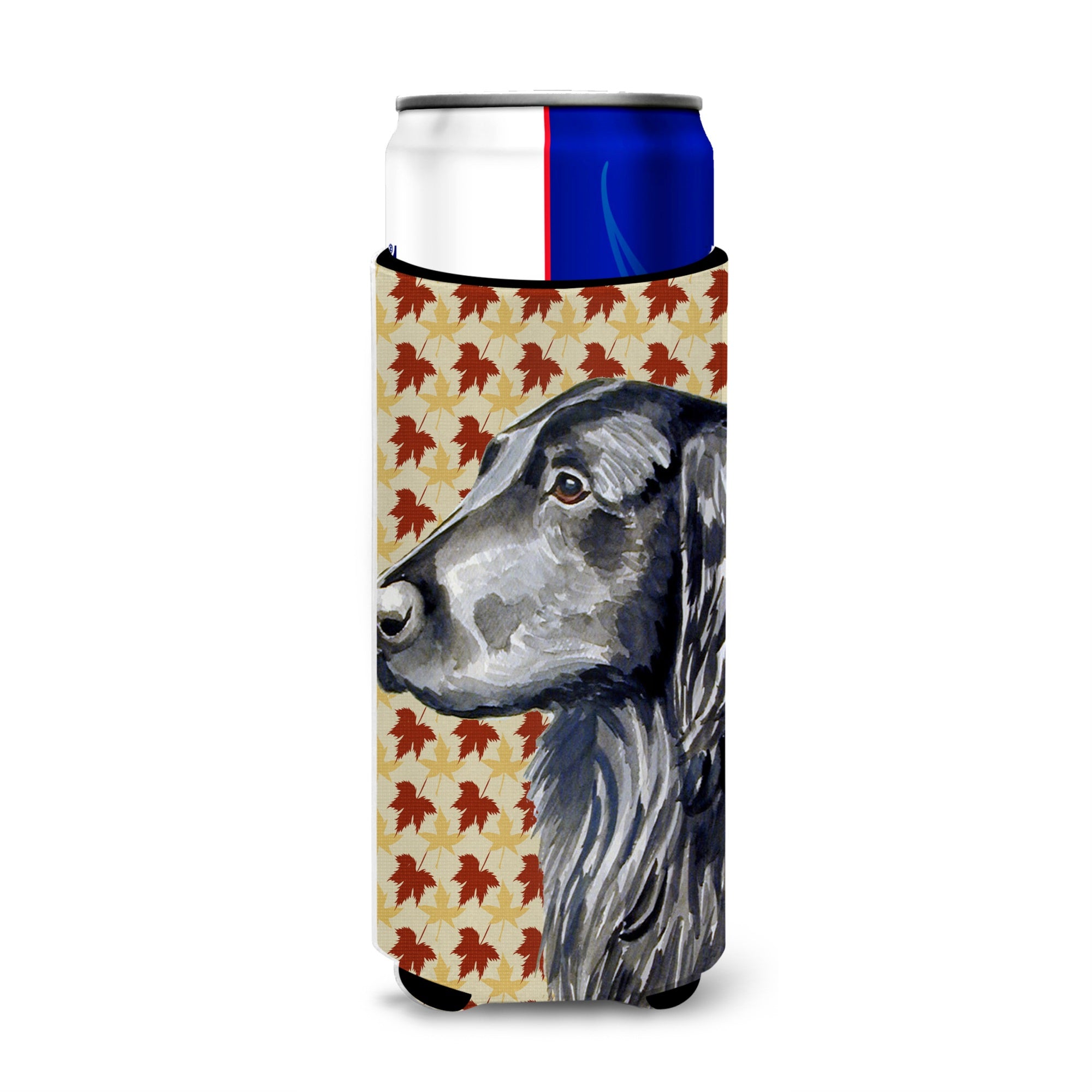 Flat Coated Retriever Fall Leaves Portrait Ultra Hugger For Slim Cans
