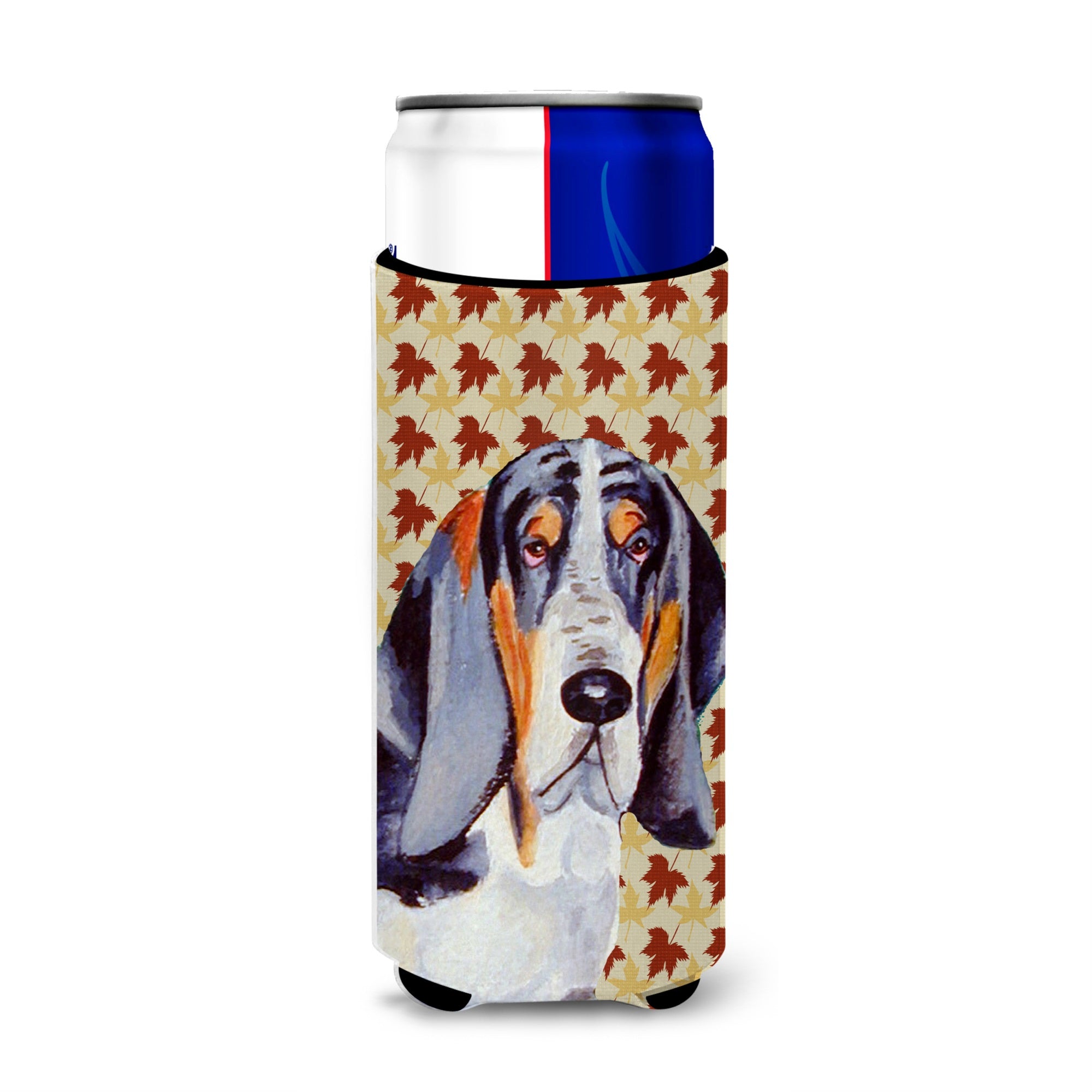Basset Hound Fall Leaves Portrait Ultra Hugger For Slim Cans