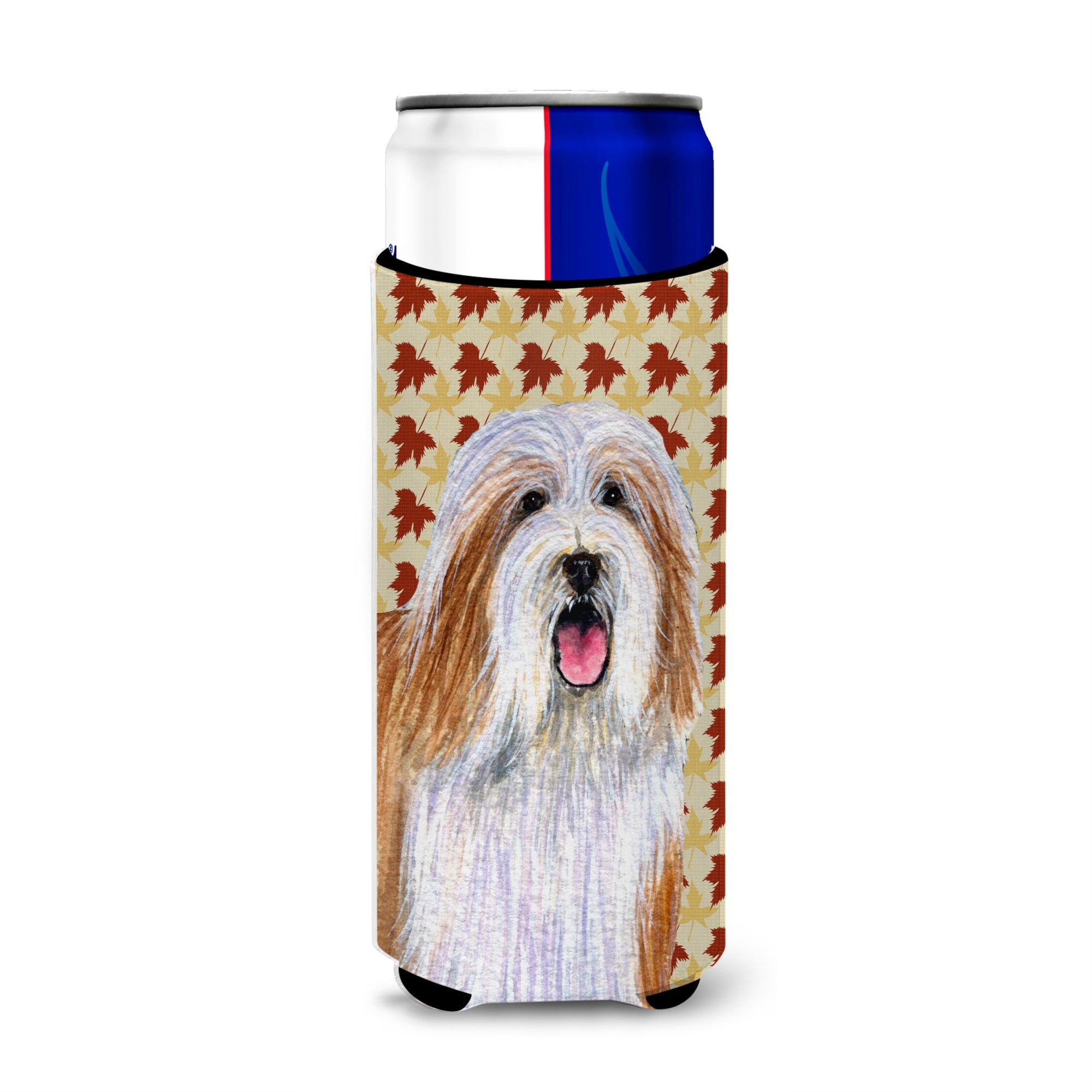 Bearded Collie Fall Leaves Portrait Ultra Hugger For Slim Cans