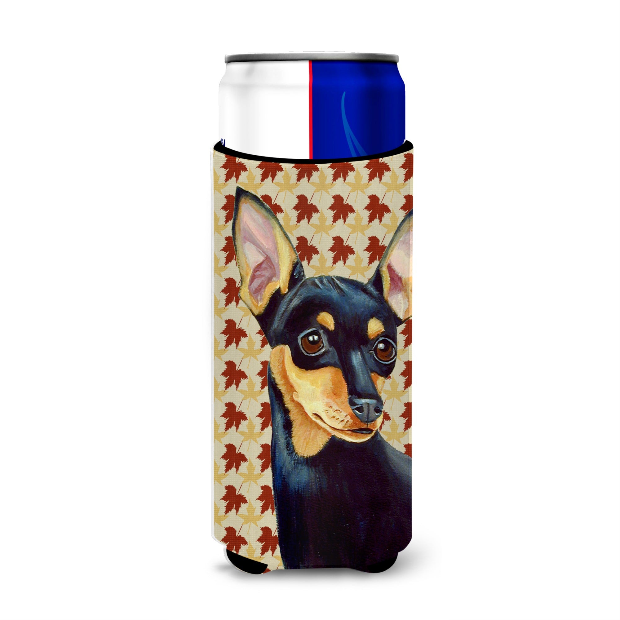 Min Pin Fall Leaves Portrait Ultra Hugger For Slim Cans