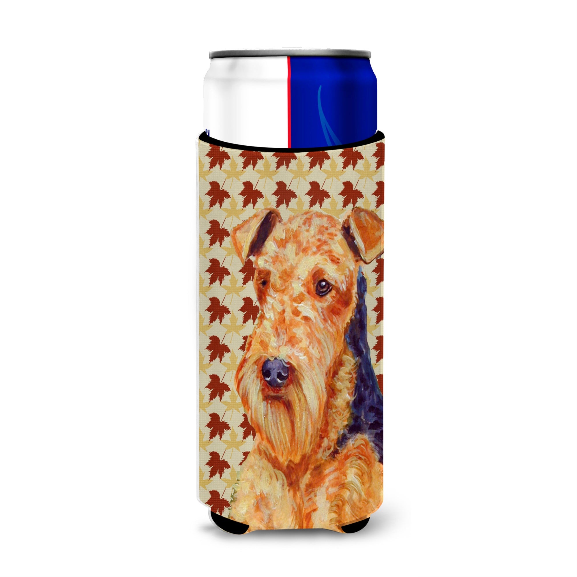 Airedale Fall Leaves Portrait Ultra Hugger For Slim Cans