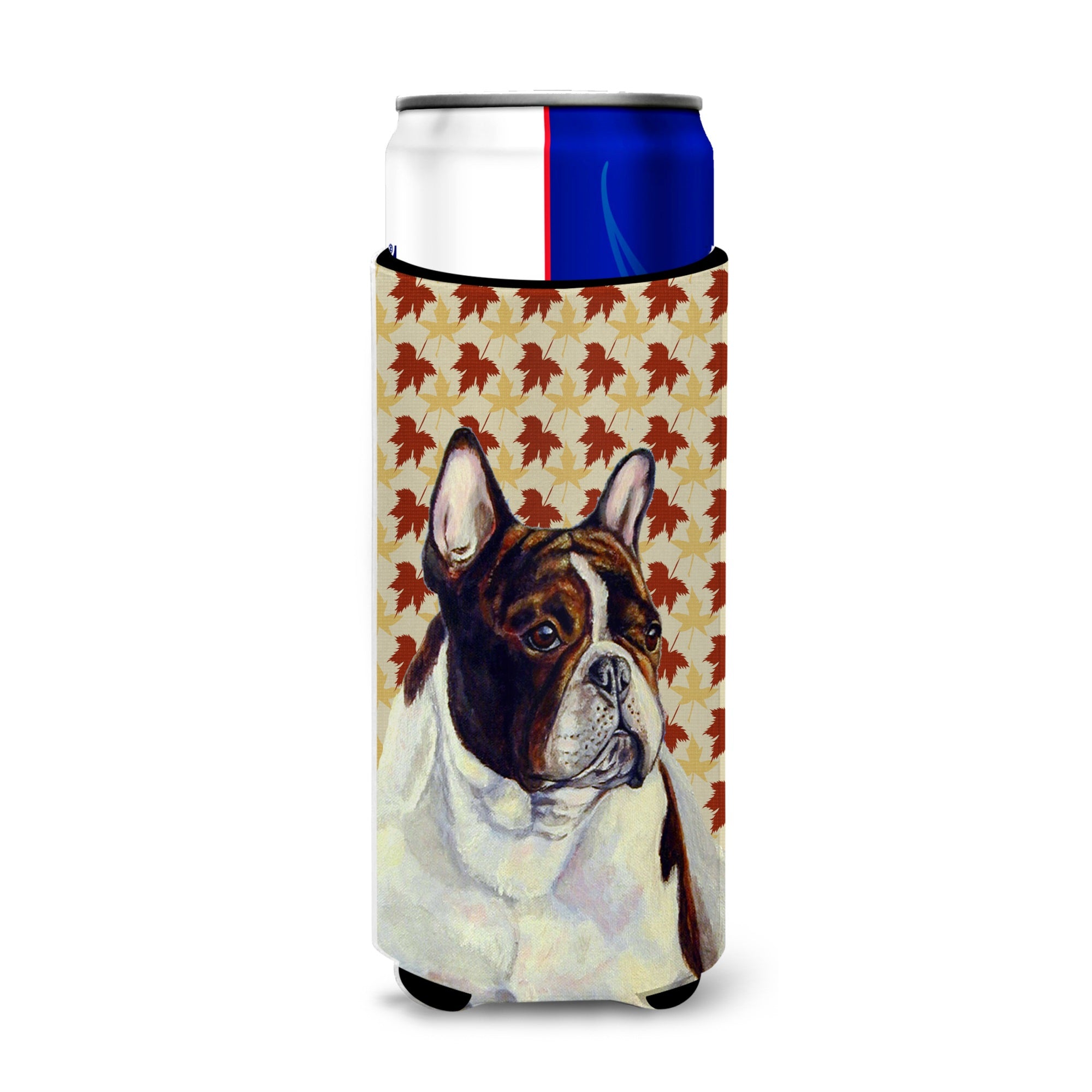 French Bulldog Fall Leaves Portrait Ultra Hugger For Slim Cans