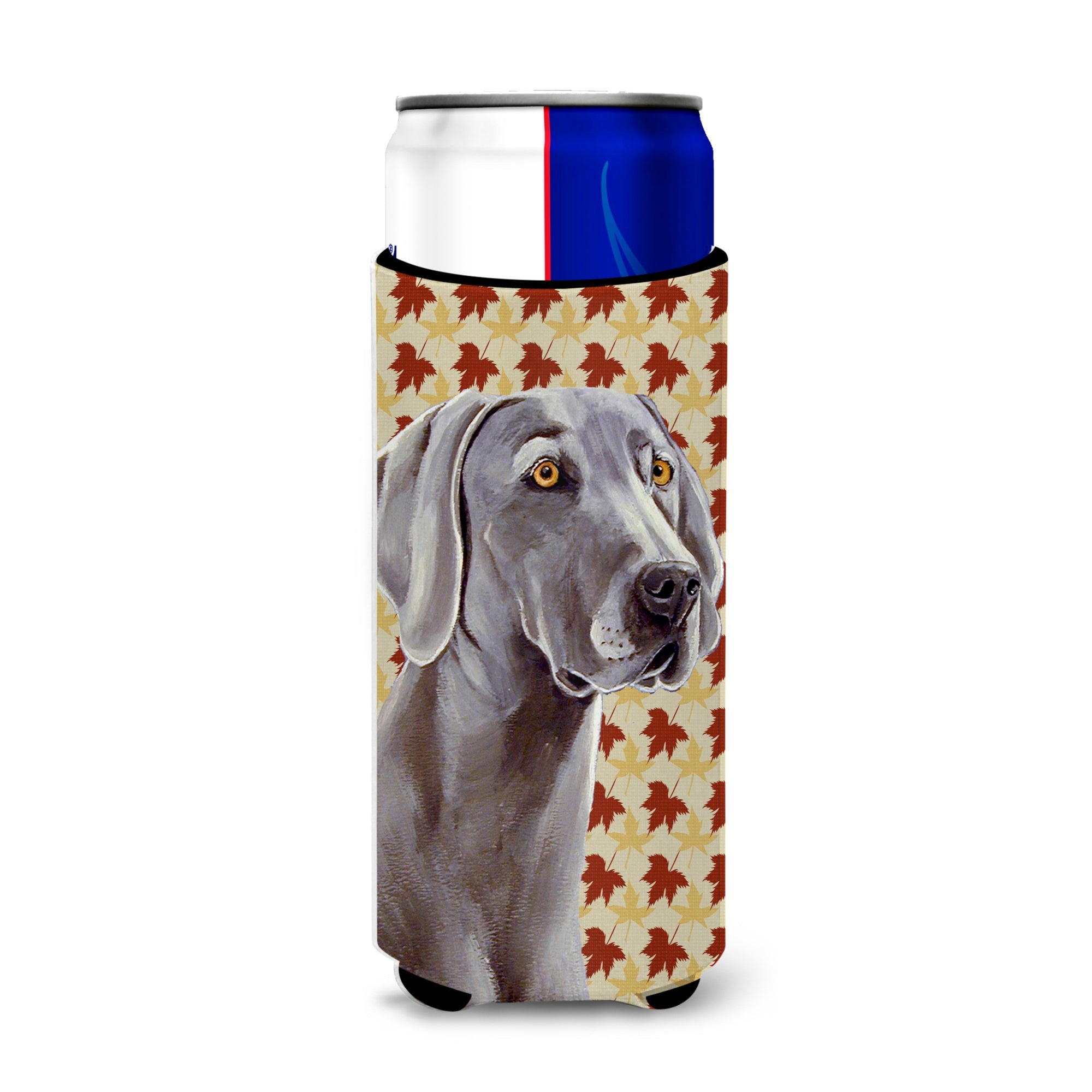 Weimaraner Fall Leaves Portrait Ultra Hugger For Slim Cans
