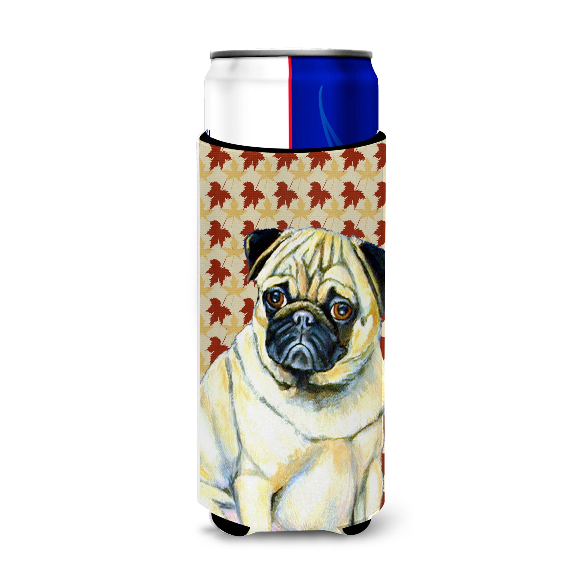 Pug Fall Leaves Portrait Ultra Hugger For Slim Cans