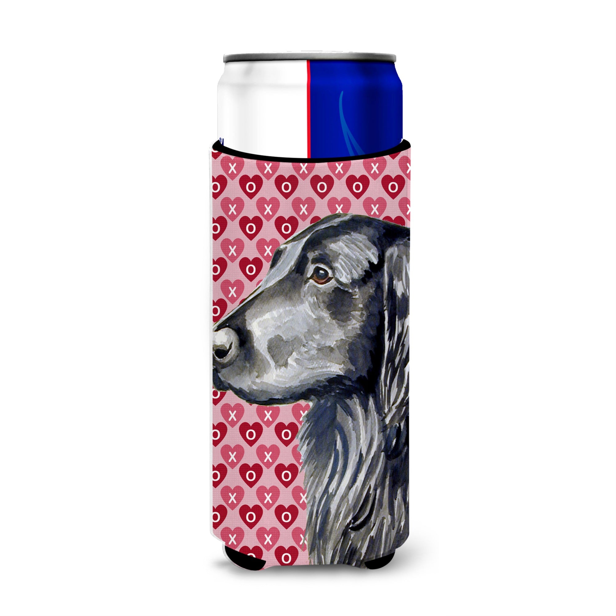 Flat Coated Retriever Hearts Love And Valentine'S Day Portrait Ultra Hugger For Slim Cans
