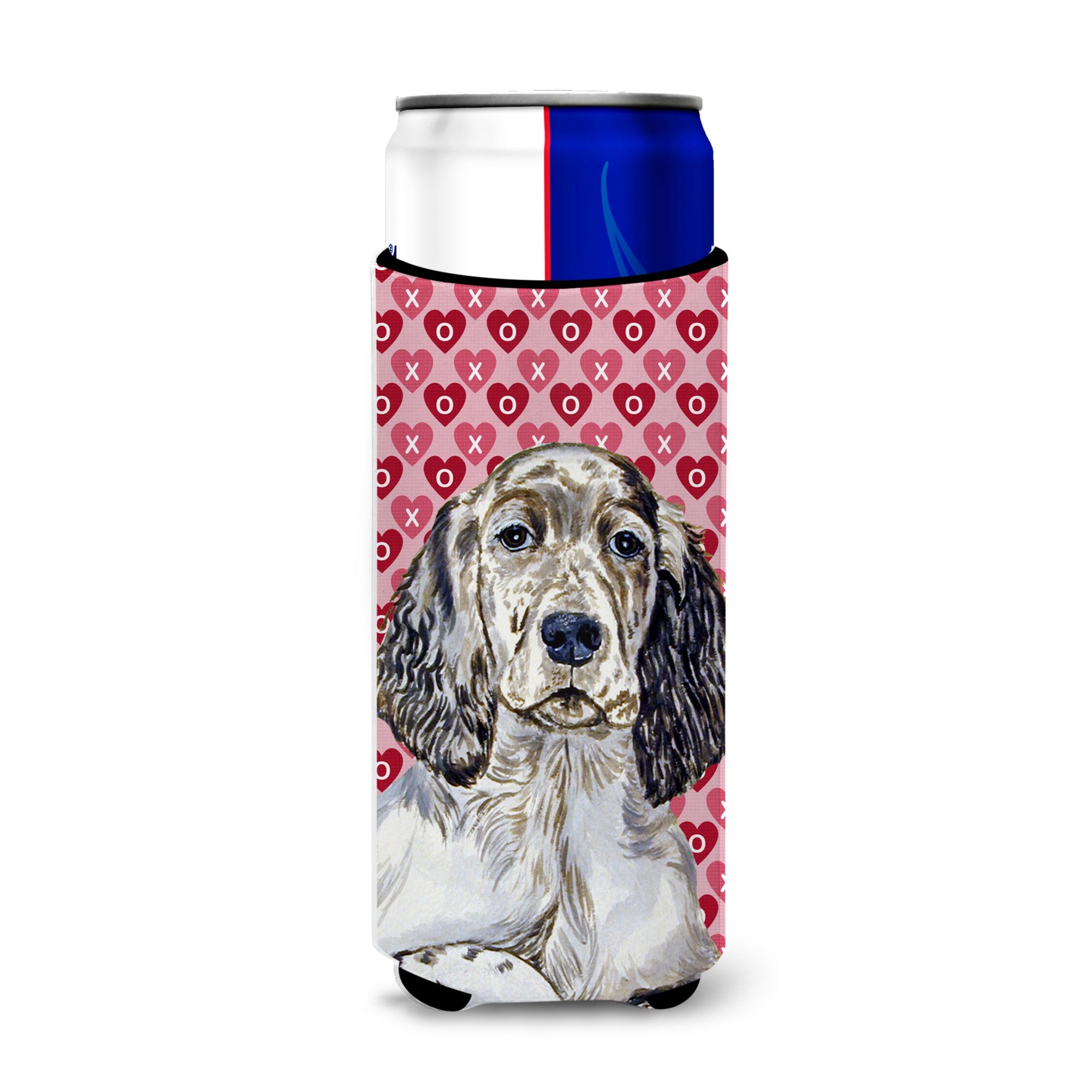 English Setter Hearts Love And Valentine'S Day Portrait Ultra Hugger For Slim Cans