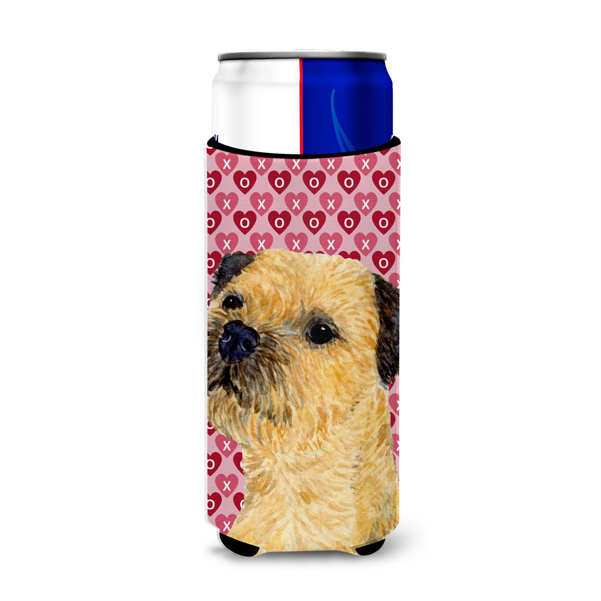 Border Terrier Hearts Love And Valentine'S Day Portrait Ultra Hugger For Slim Cans