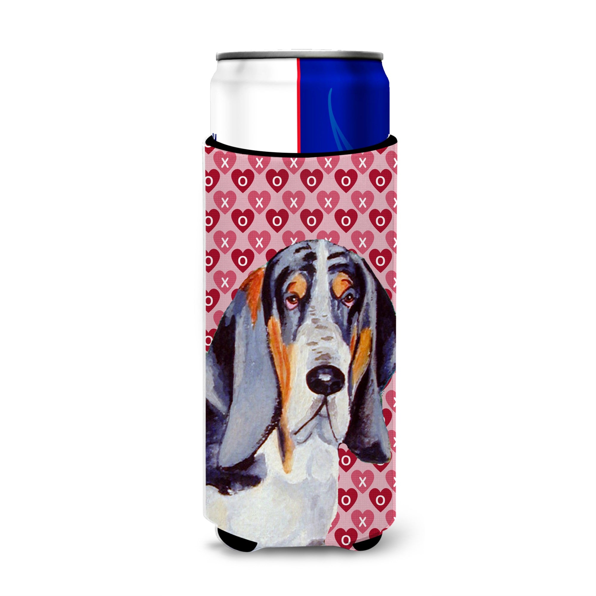 Basset Hound Hearts Love And Valentine'S Day Portrait Ultra Hugger For Slim Cans