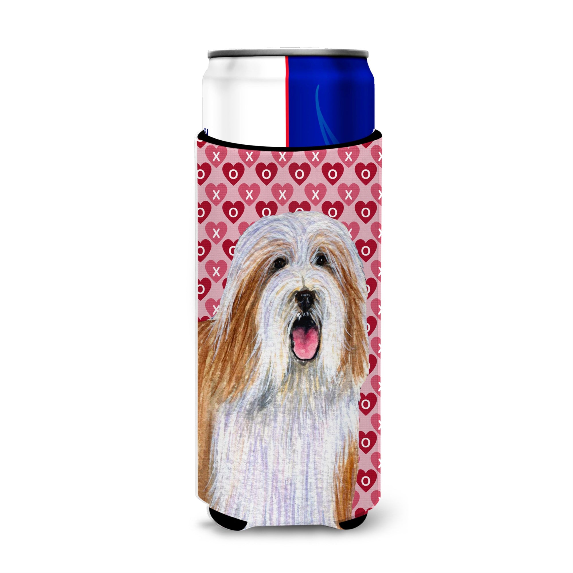 Bearded Collie Hearts Love And Valentine'S Day Portrait Ultra Hugger For Slim Cans