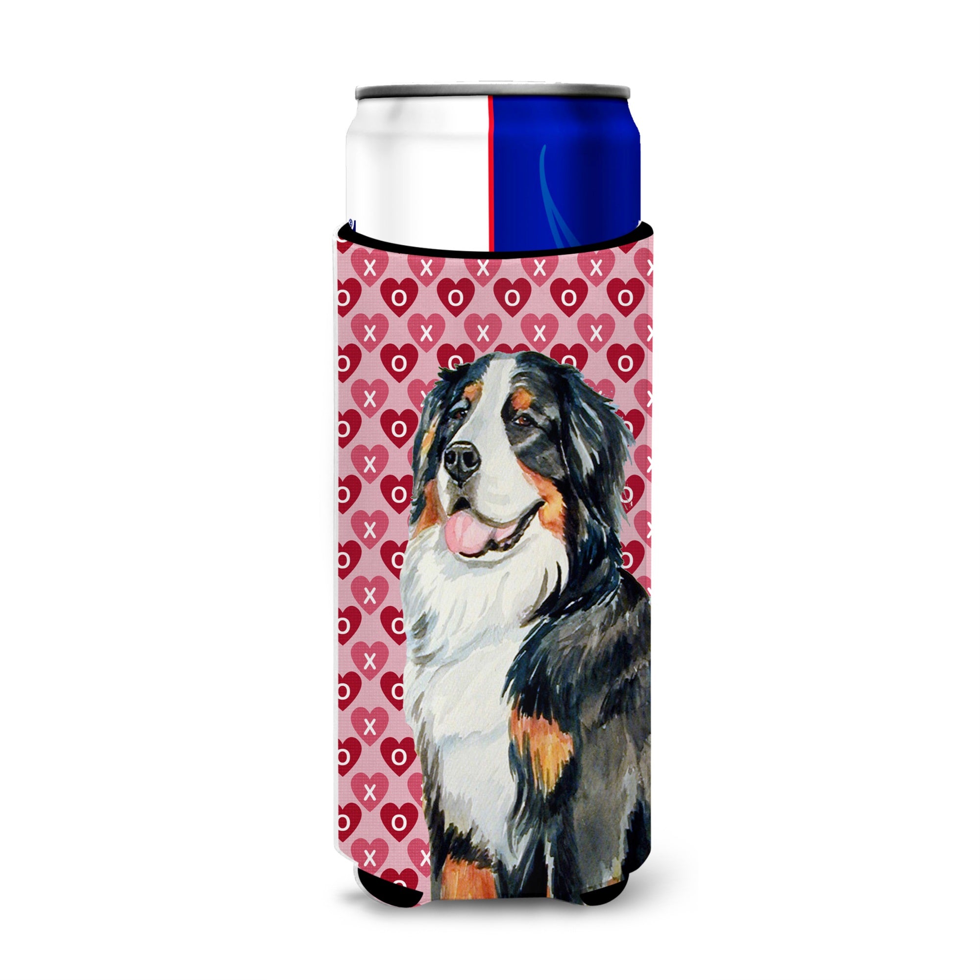 Bernese Mountain Dog Hearts Love And Valentine'S Day Portrait Ultra Hugger For Slim Cans