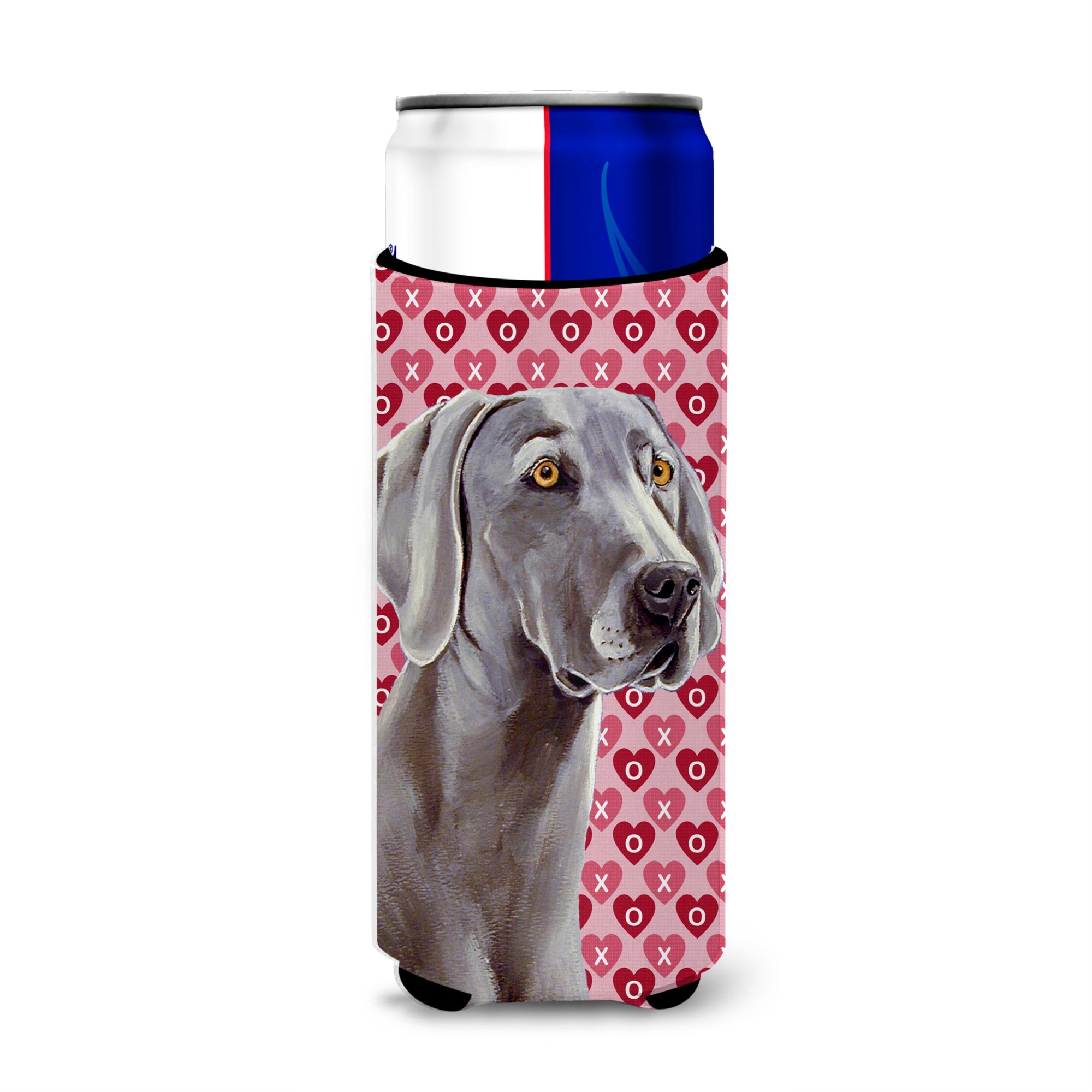 Weimaraner Hearts Love And Valentine'S Day Portrait Ultra Hugger For Slim Cans