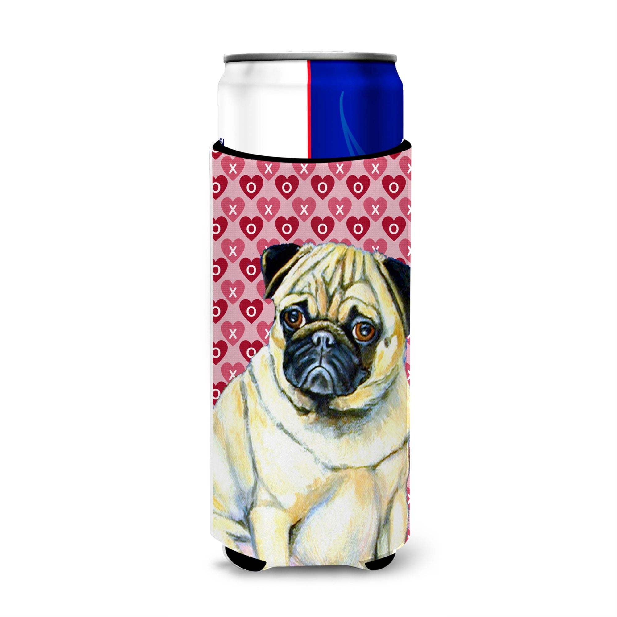 Pug Hearts Love And Valentine'S Day Portrait Ultra Hugger For Slim Cans