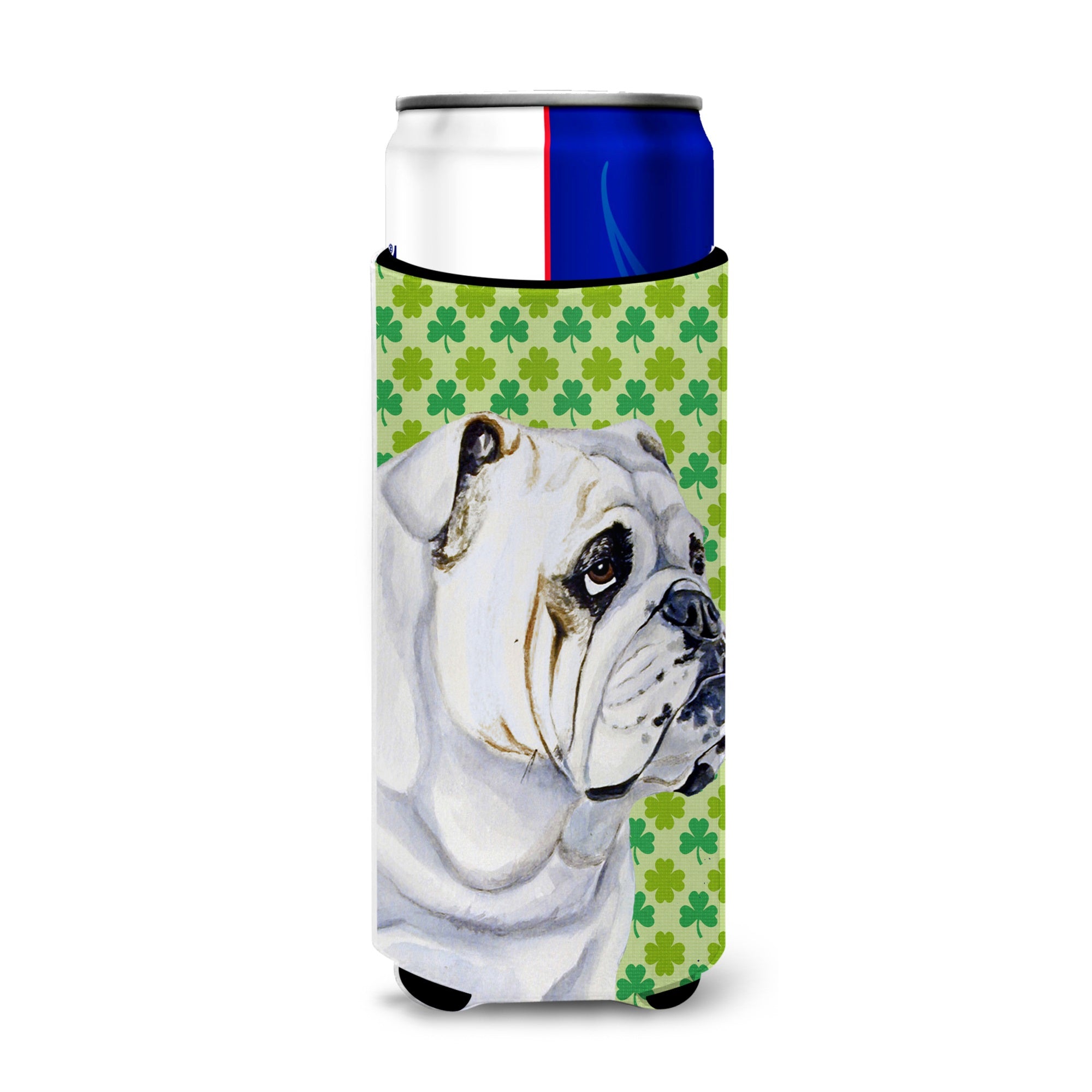 Bulldog English St. Patrick'S Day Shamrock Portrait Ultra Hugger For Slim Cans