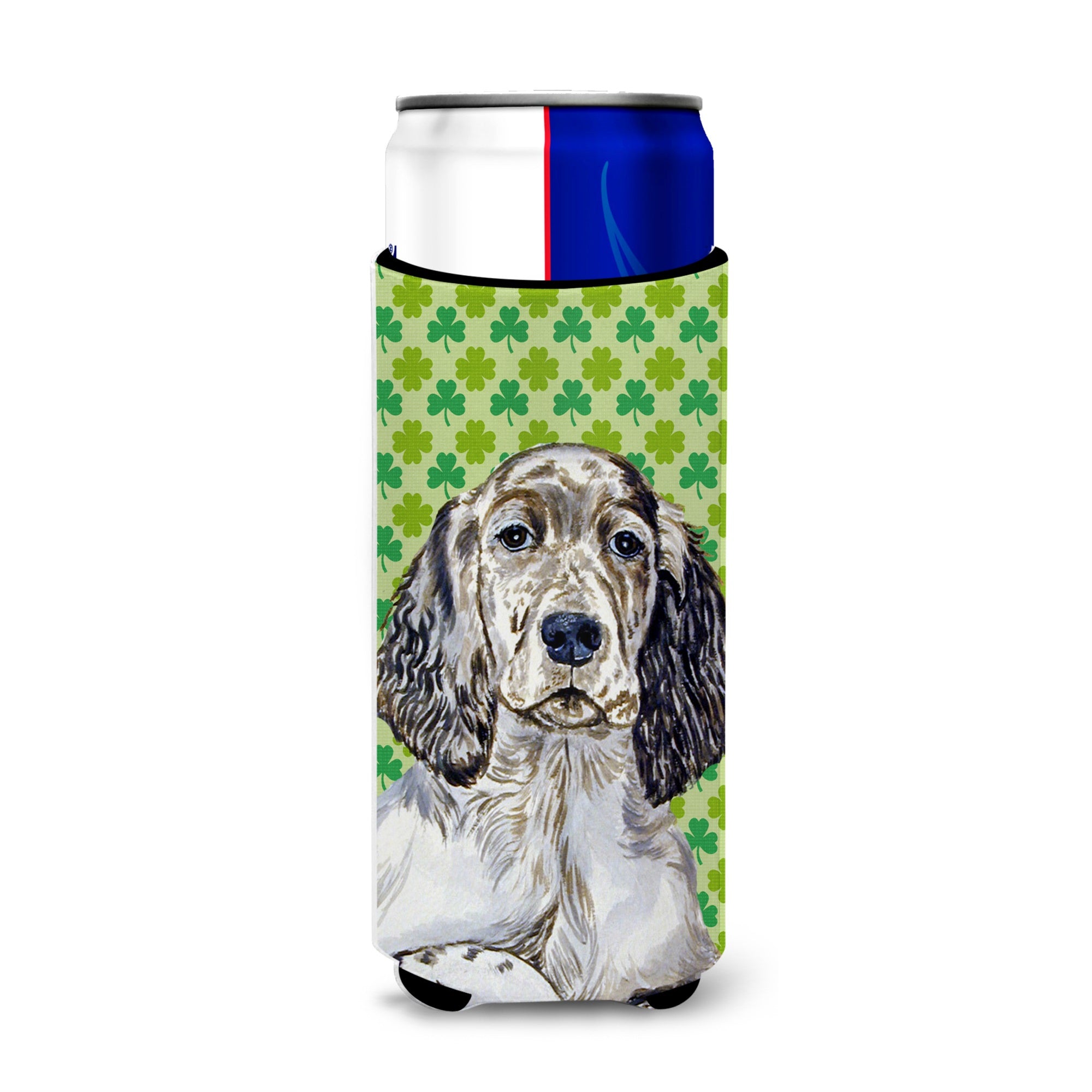 English Setter St. Patrick'S Day Shamrock Portrait Ultra Hugger For Slim Cans