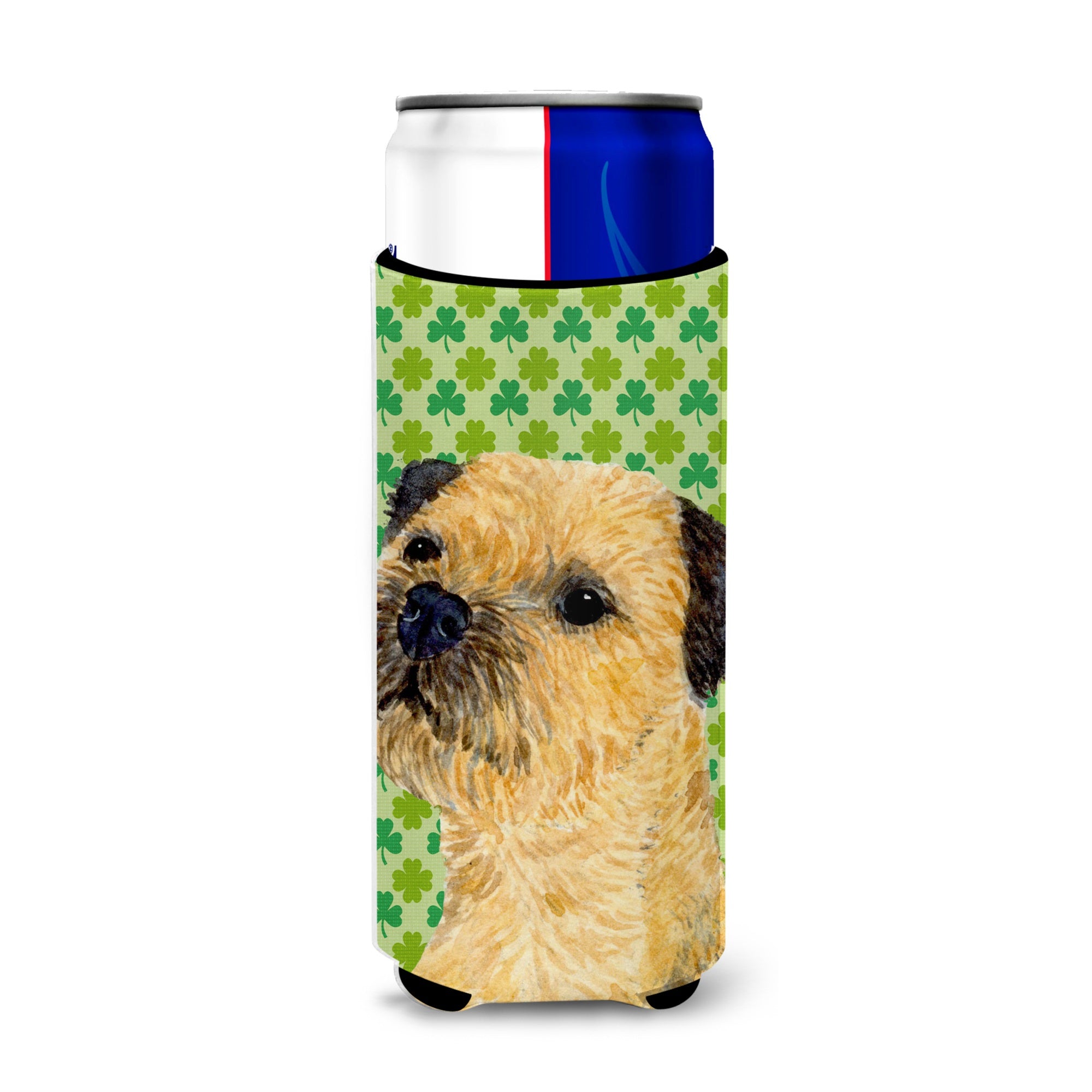 Border Terrier St. Patrick'S Day Shamrock Portrait Ultra Hugger For Slim Cans