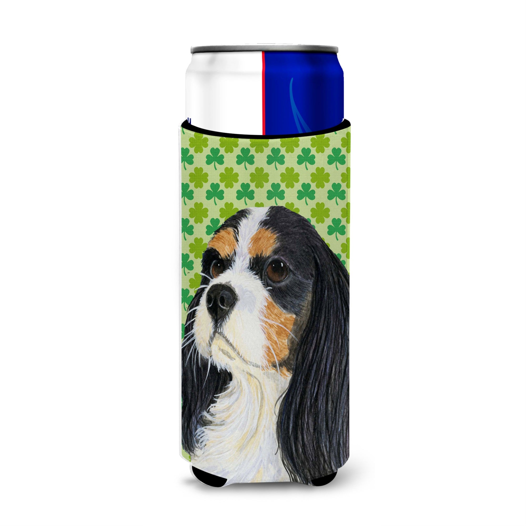 Cavalier Spaniel St. Patrick'S Day Shamrock Portrait Ultra Hugger For Slim Cans