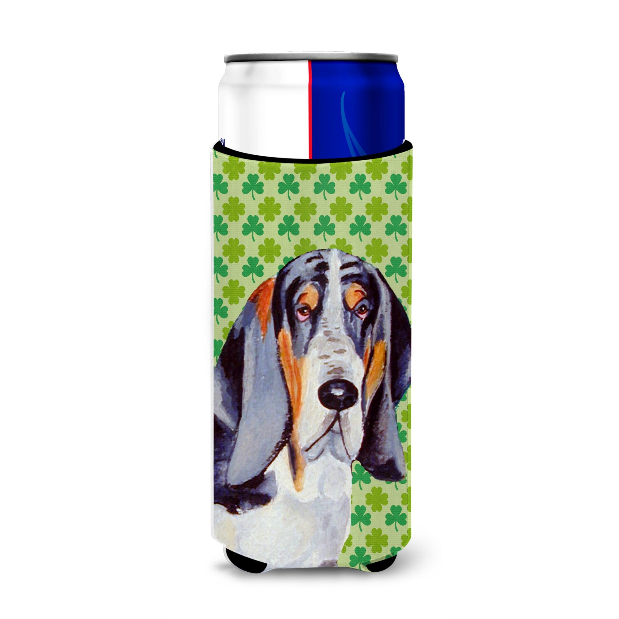 Basset Hound St. Patrick'S Day Shamrock Portrait Ultra Hugger For Slim Cans