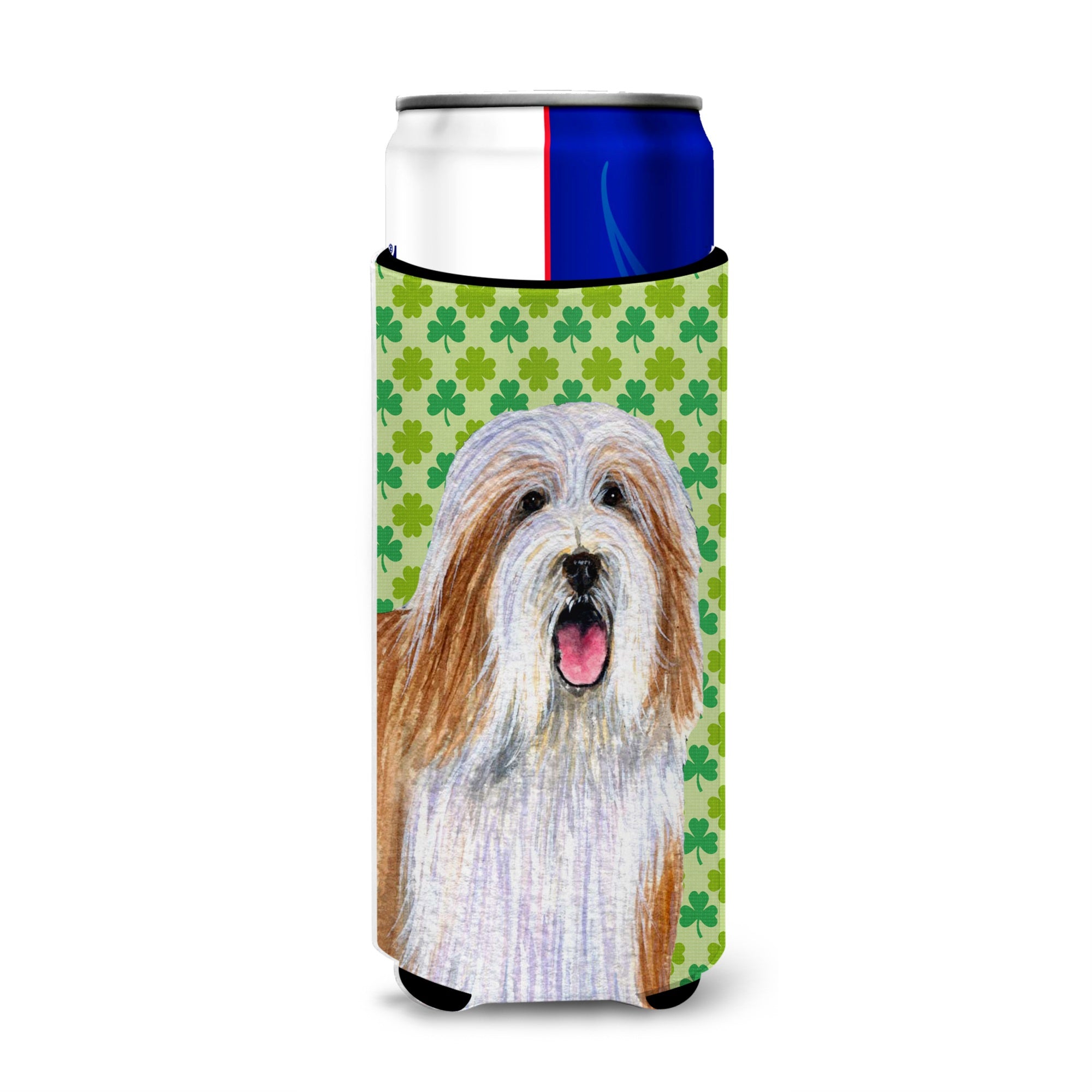 Bearded Collie St. Patrick'S Day Shamrock Portrait Ultra Hugger For Slim Cans