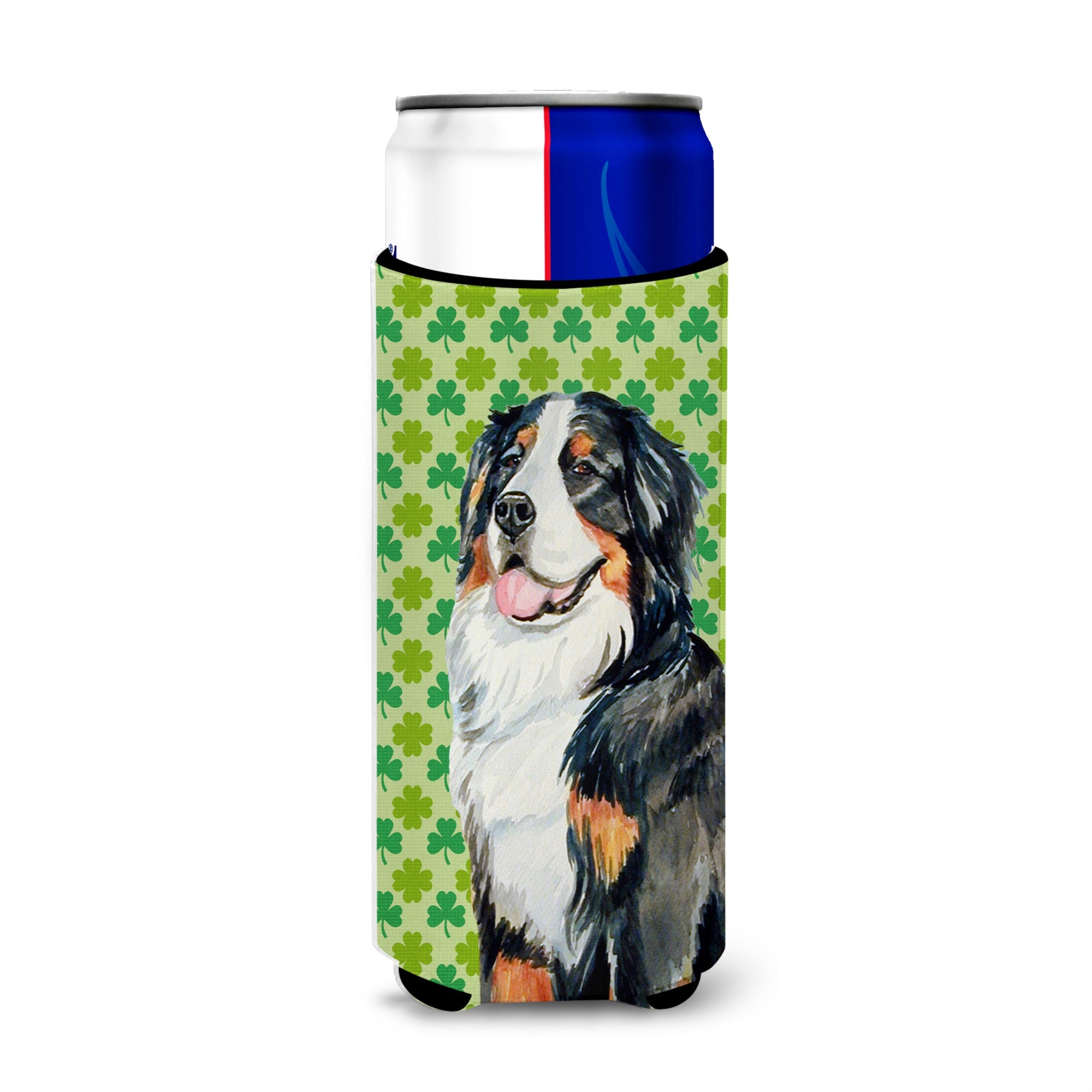 Bernese Mountain Dog St. Patrick'S Day Shamrock Portrait Ultra Hugger For Slim Cans