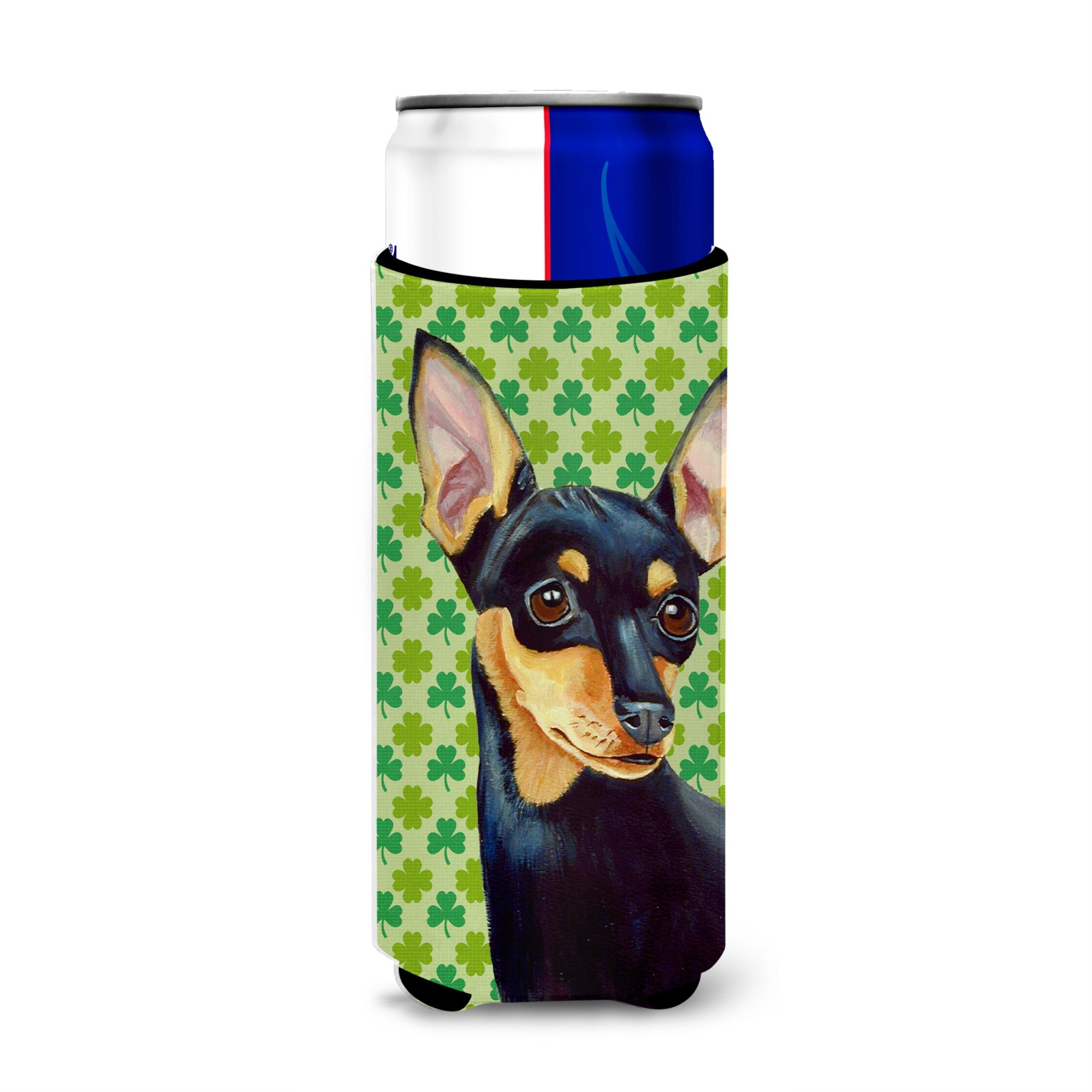 Min Pin St. Patrick'S Day Shamrock Portrait Ultra Hugger For Slim Cans