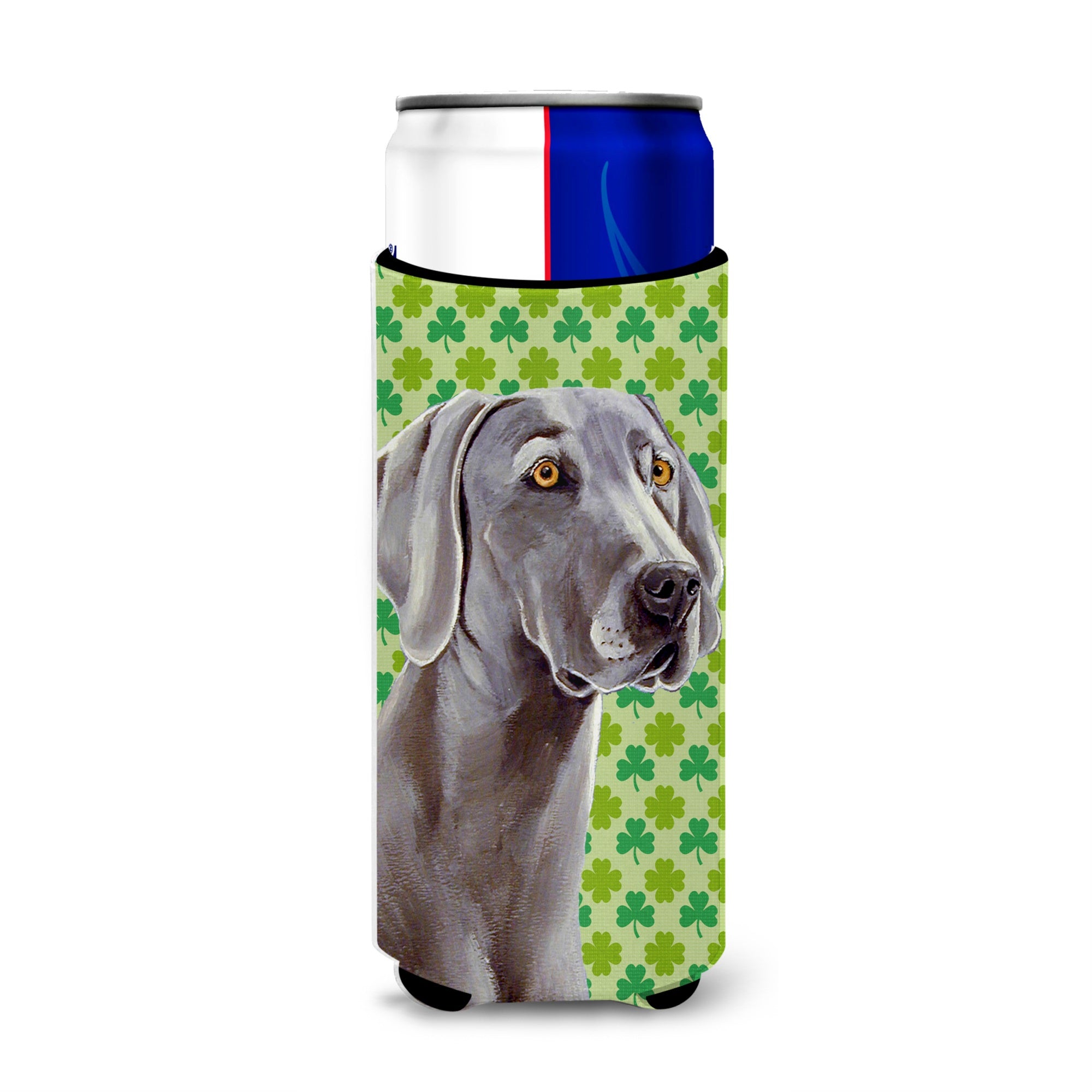 Weimaraner St. Patrick'S Day Shamrock Portrait Ultra Hugger For Slim Cans