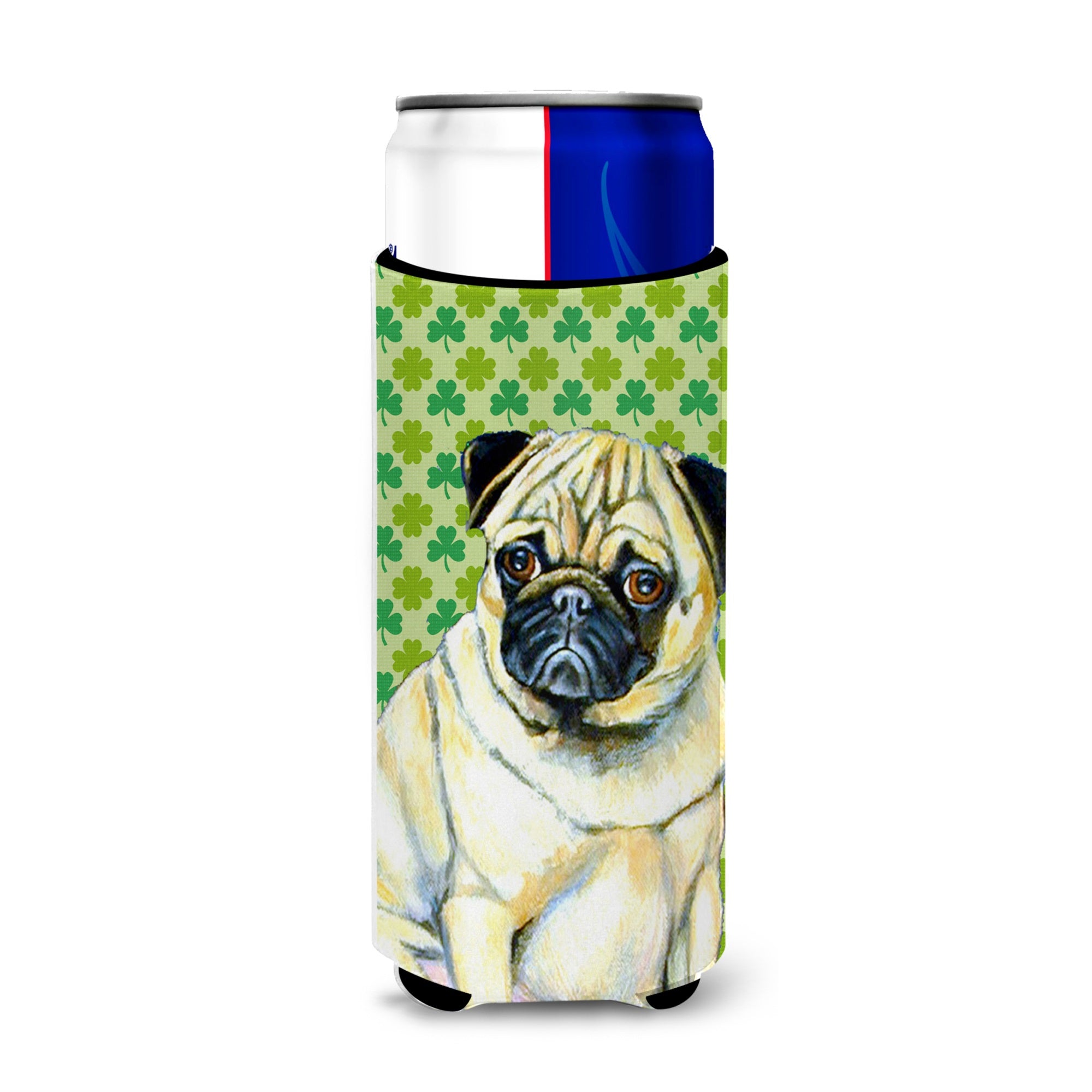Pug St. Patrick'S Day Shamrock Portrait Ultra Hugger For Slim Cans