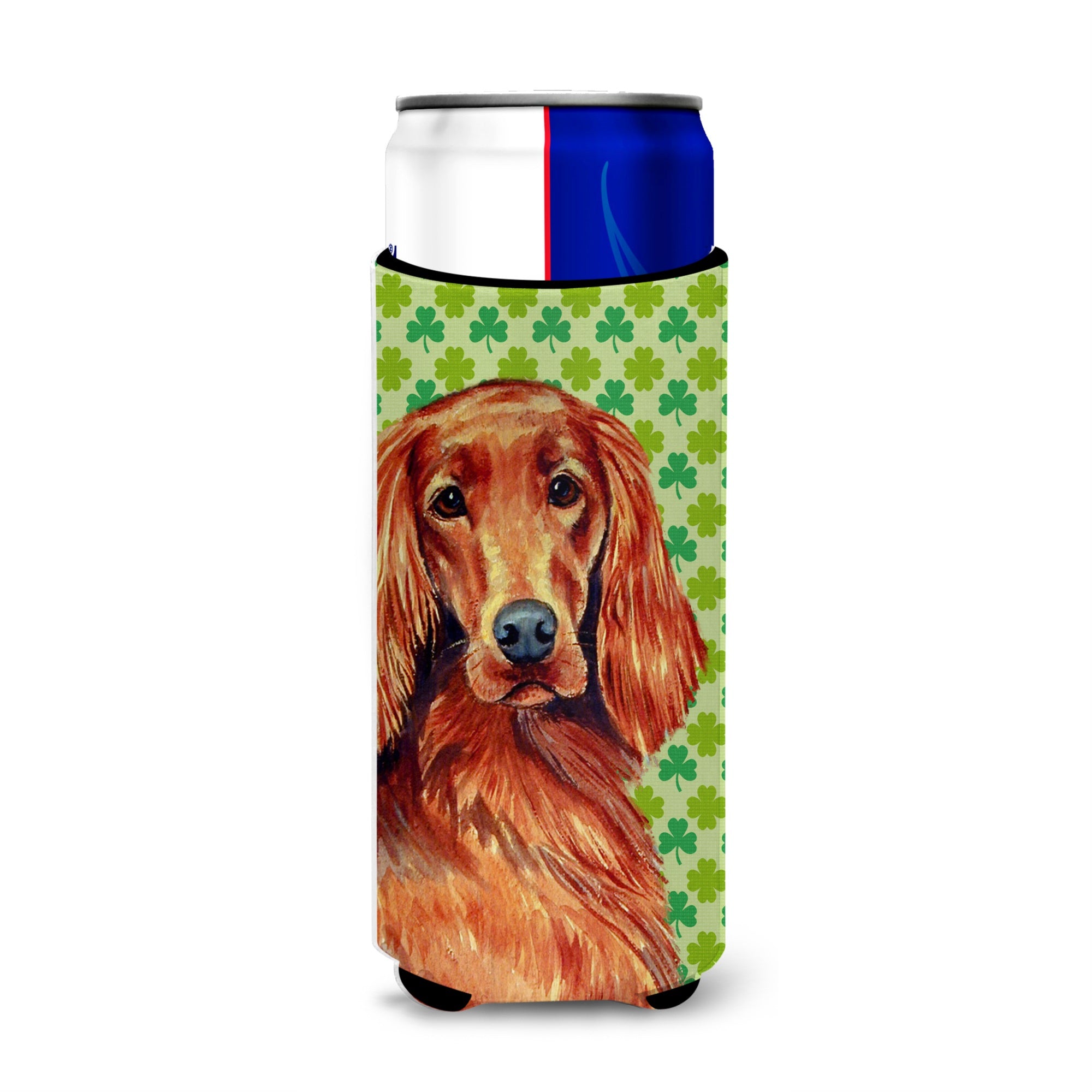 Irish Setter St. Patrick'S Day Shamrock Portrait Ultra Hugger For Slim Cans
