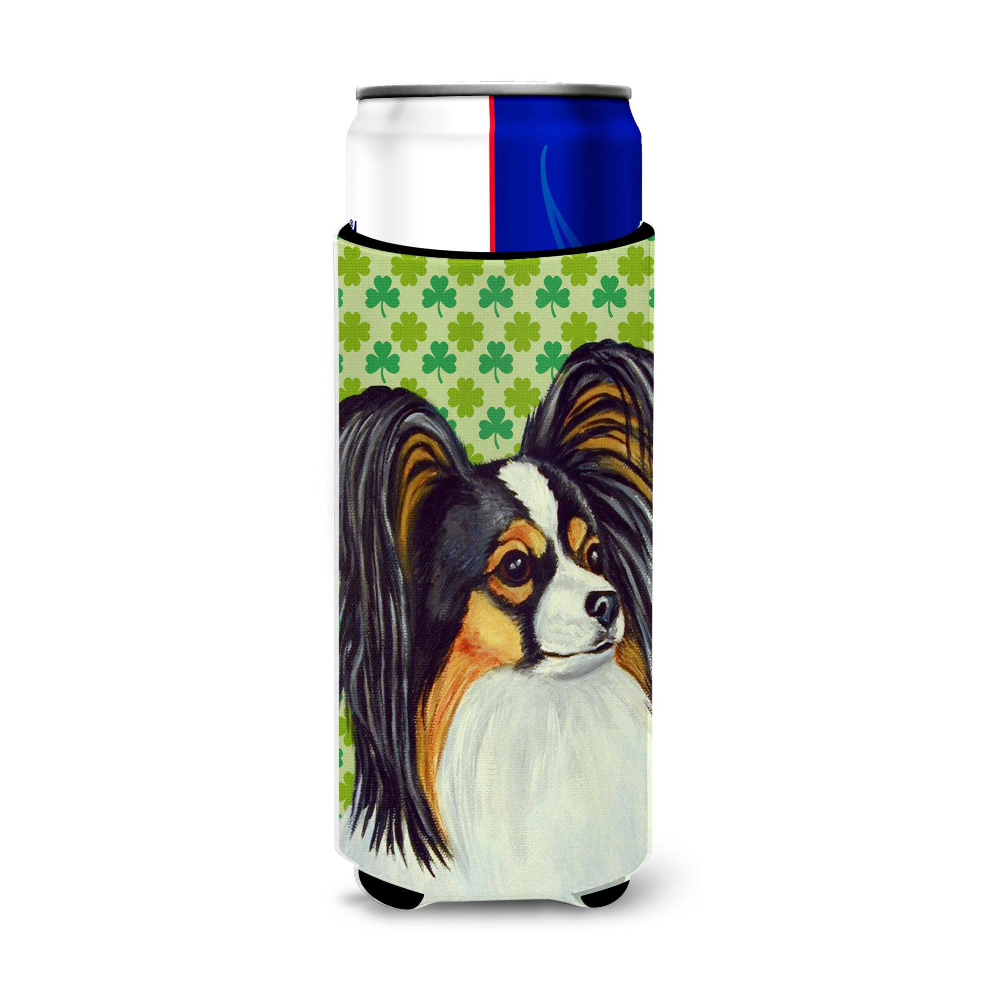 Papillon St. Patrick'S Day Shamrock Portrait Ultra Hugger For Slim Cans